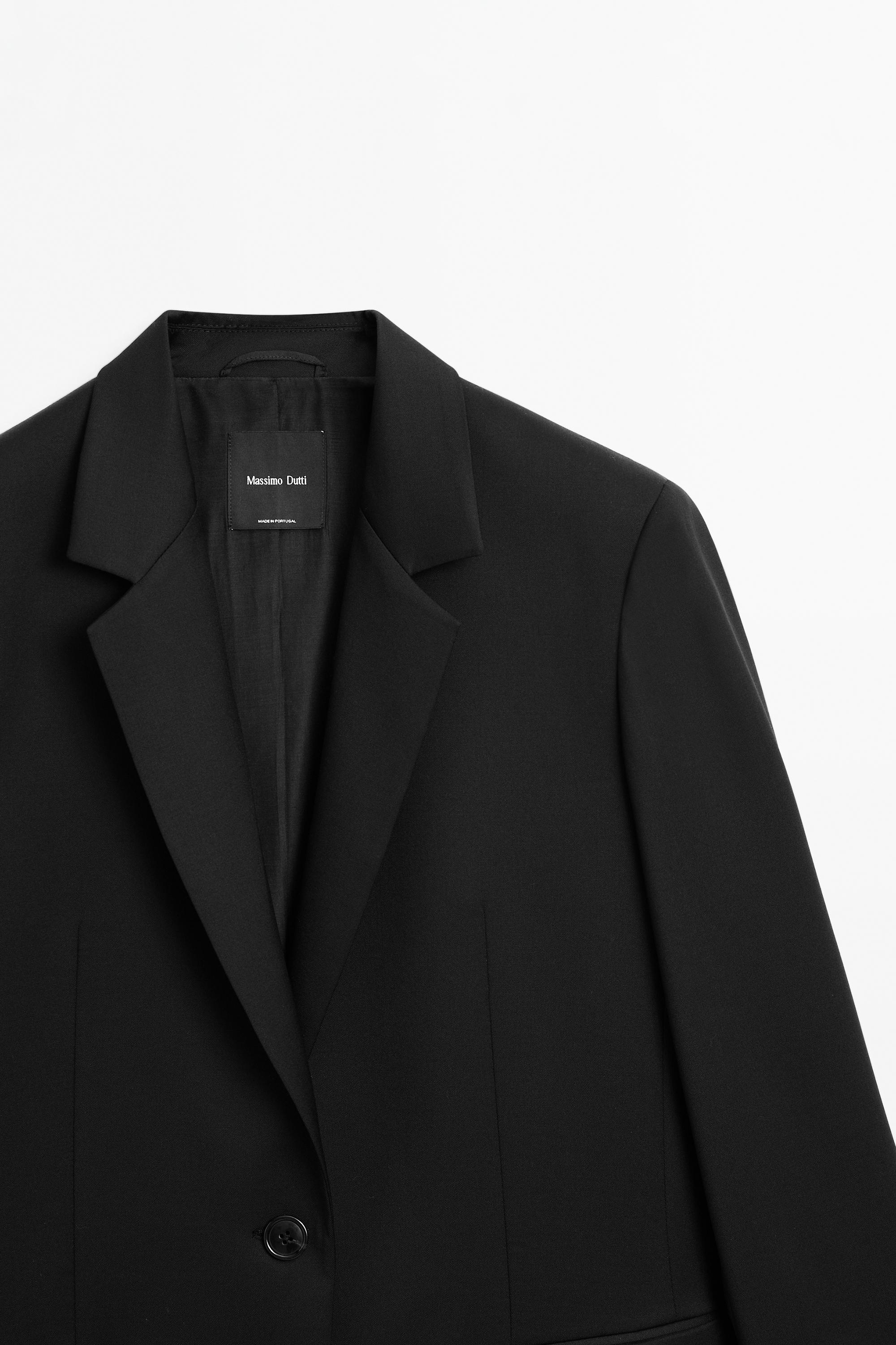 100% extra fine wool two-button blazer — BLACK