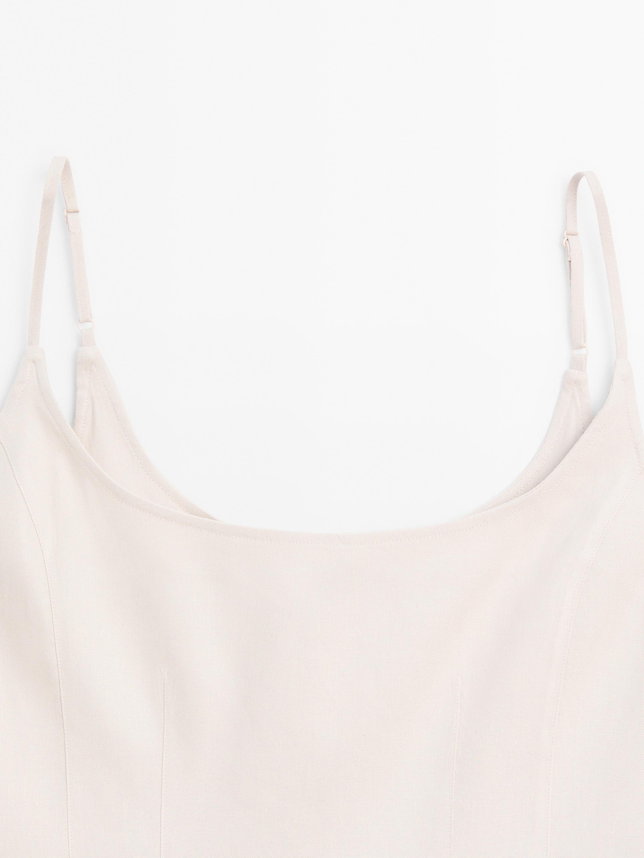 Strappy linen blend top