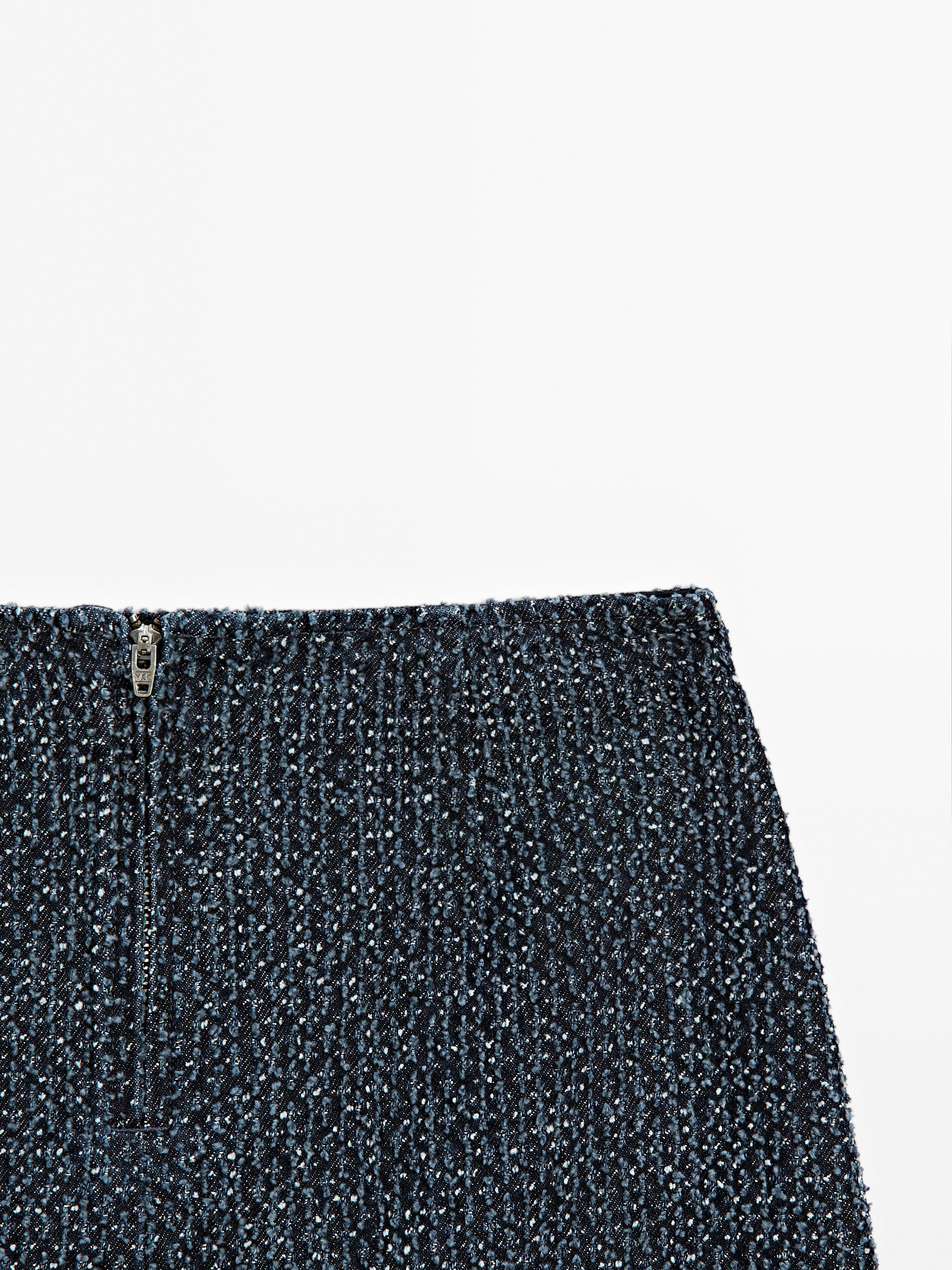 Textured denim mini skirt