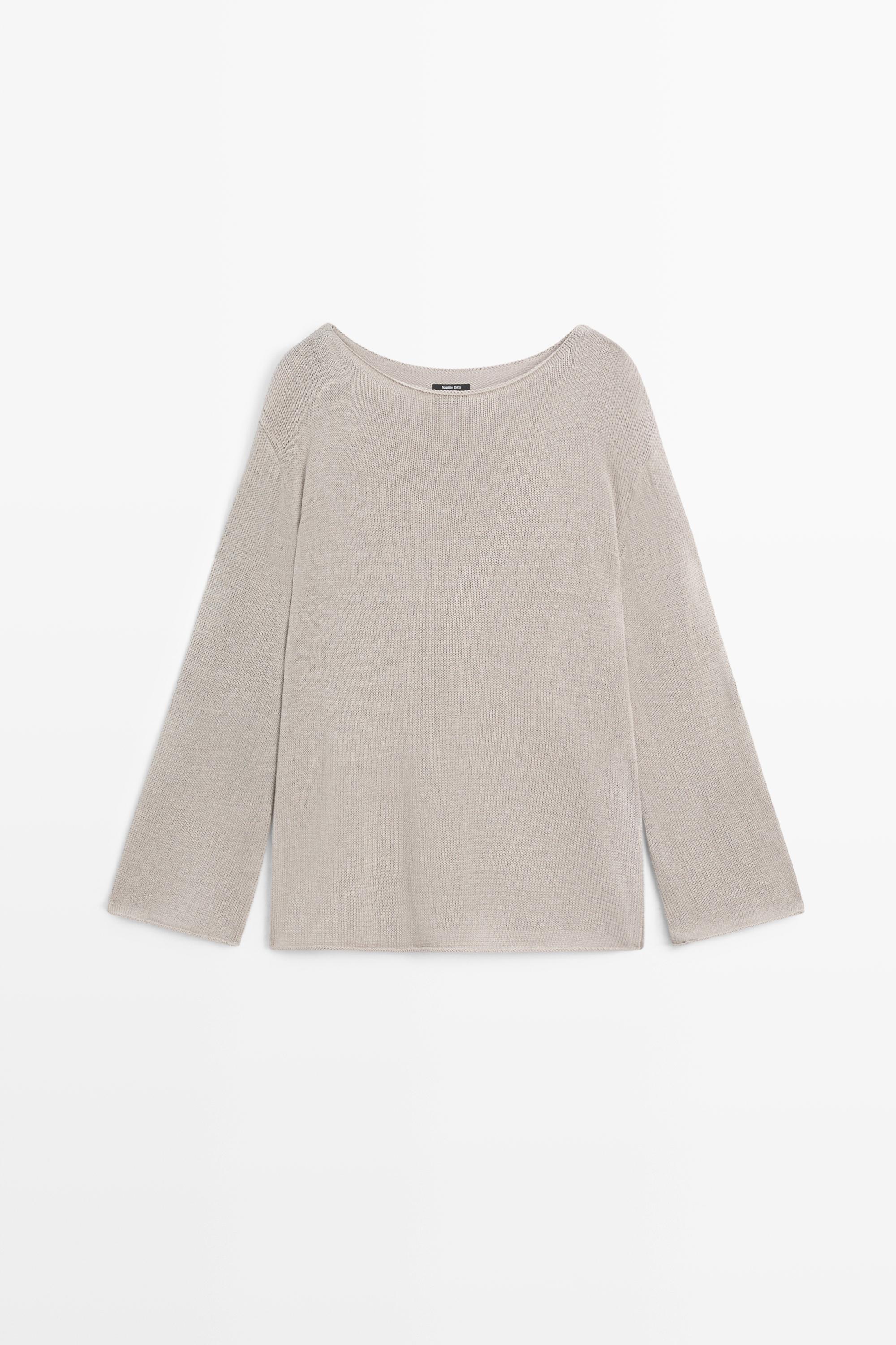 100% mercerised cotton sweater — STONE