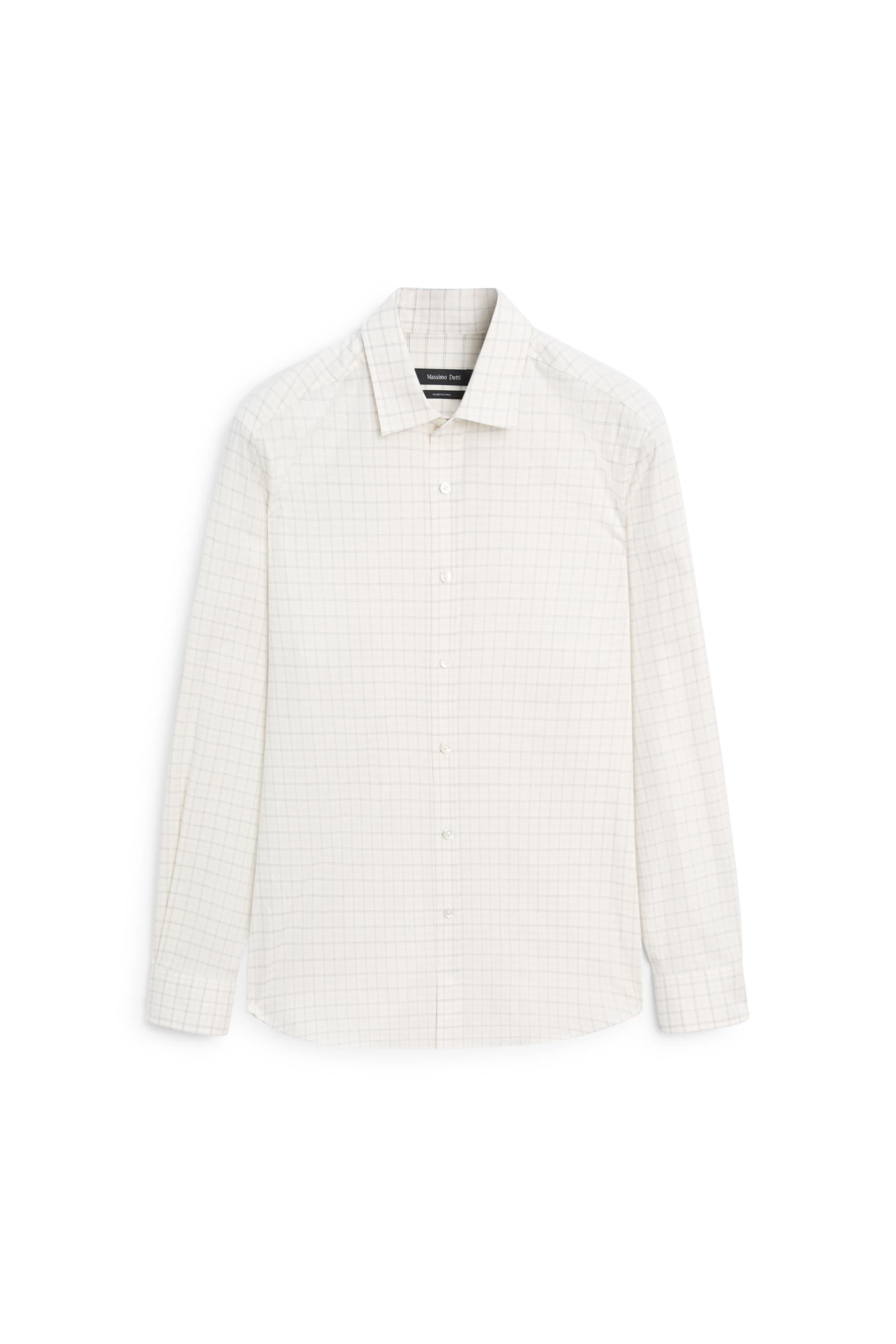 100% Cotton Regular Fit Check Shirt — Ecru