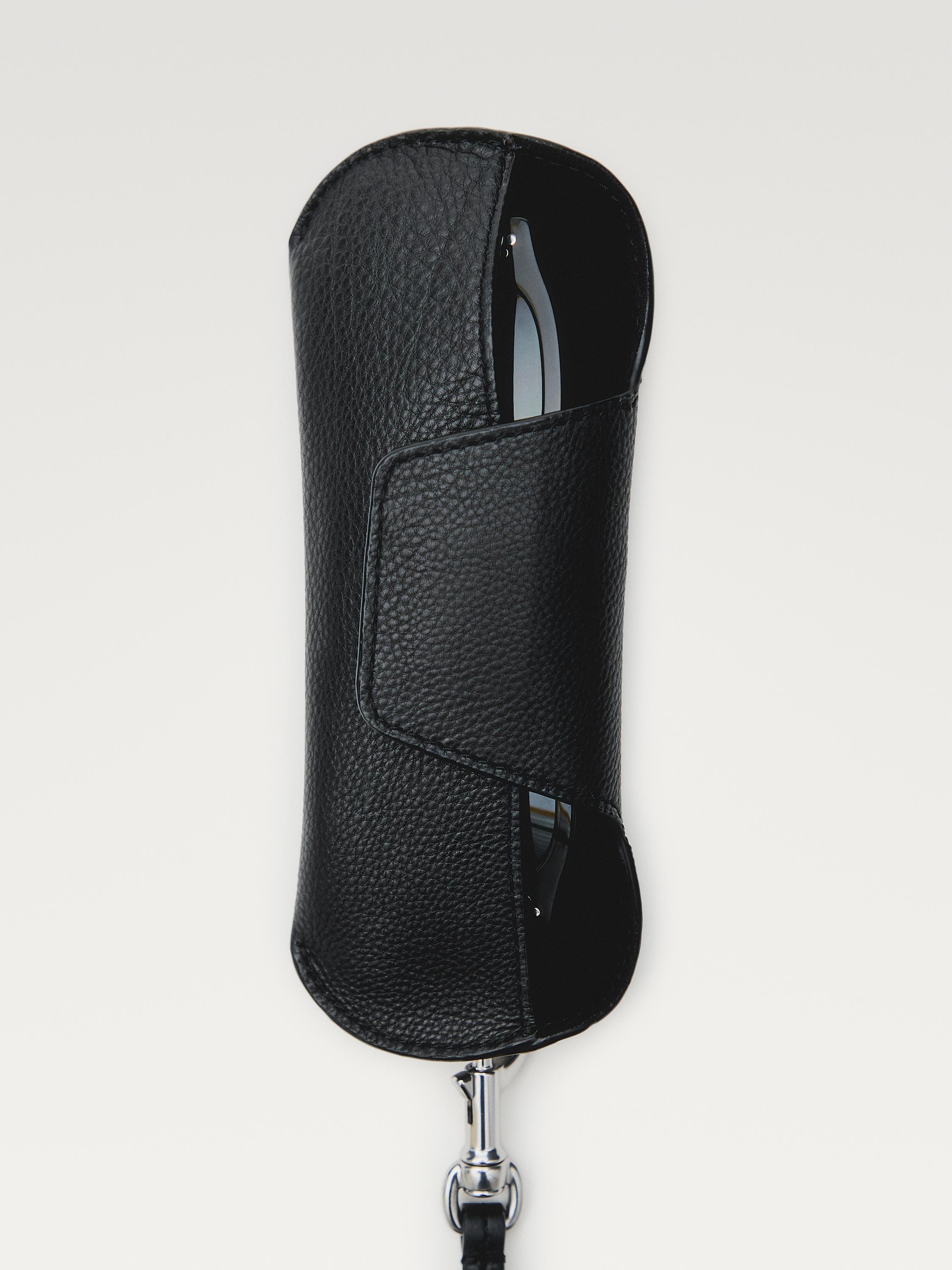 Nappa leather glasses case — BLACK