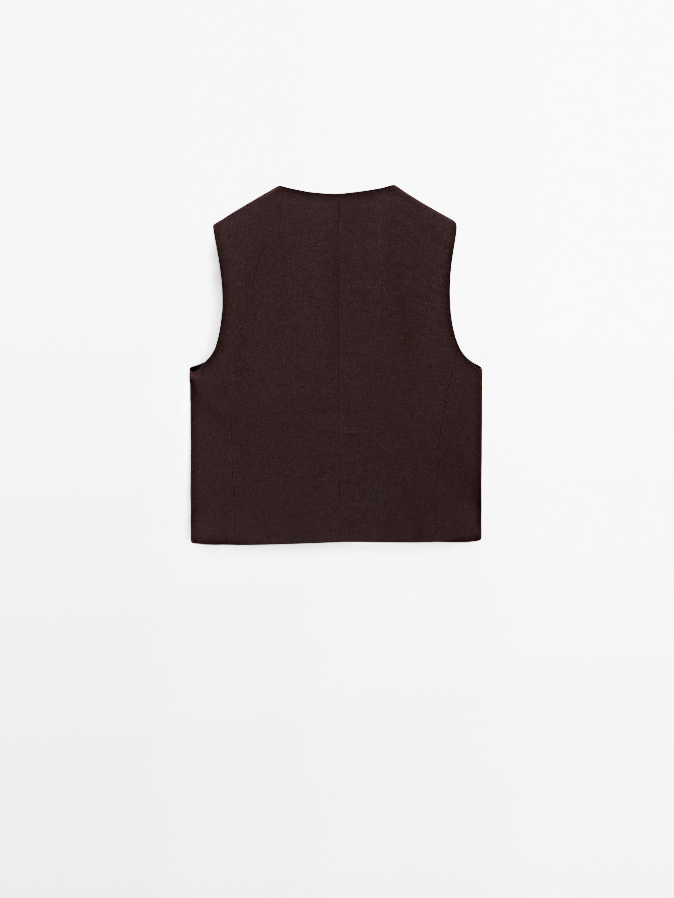 Linen blend beaded waistcoat