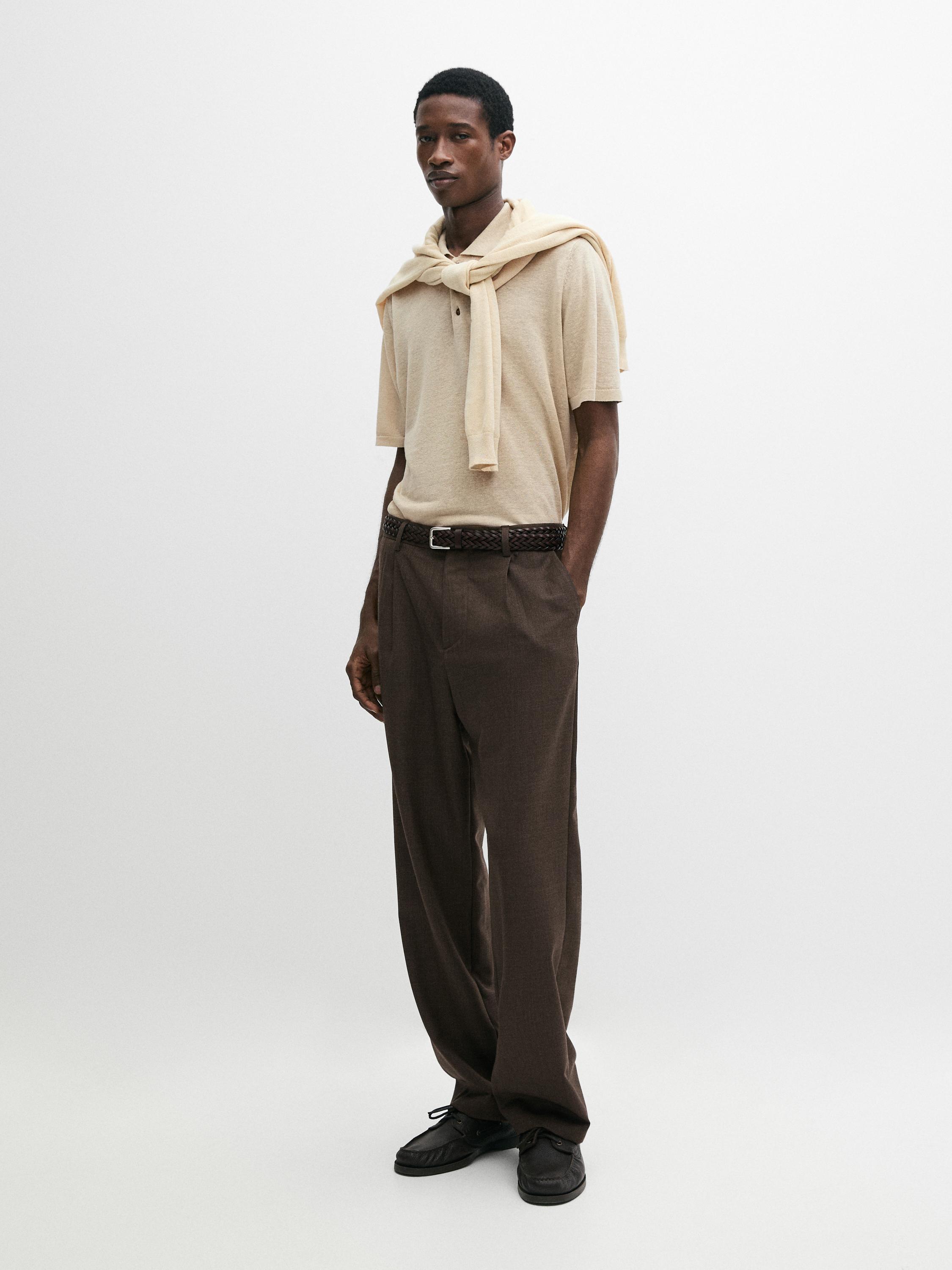 Darted wool trousers