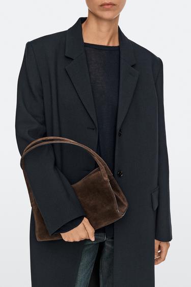 Mini split suede leather satchel — MINK 8