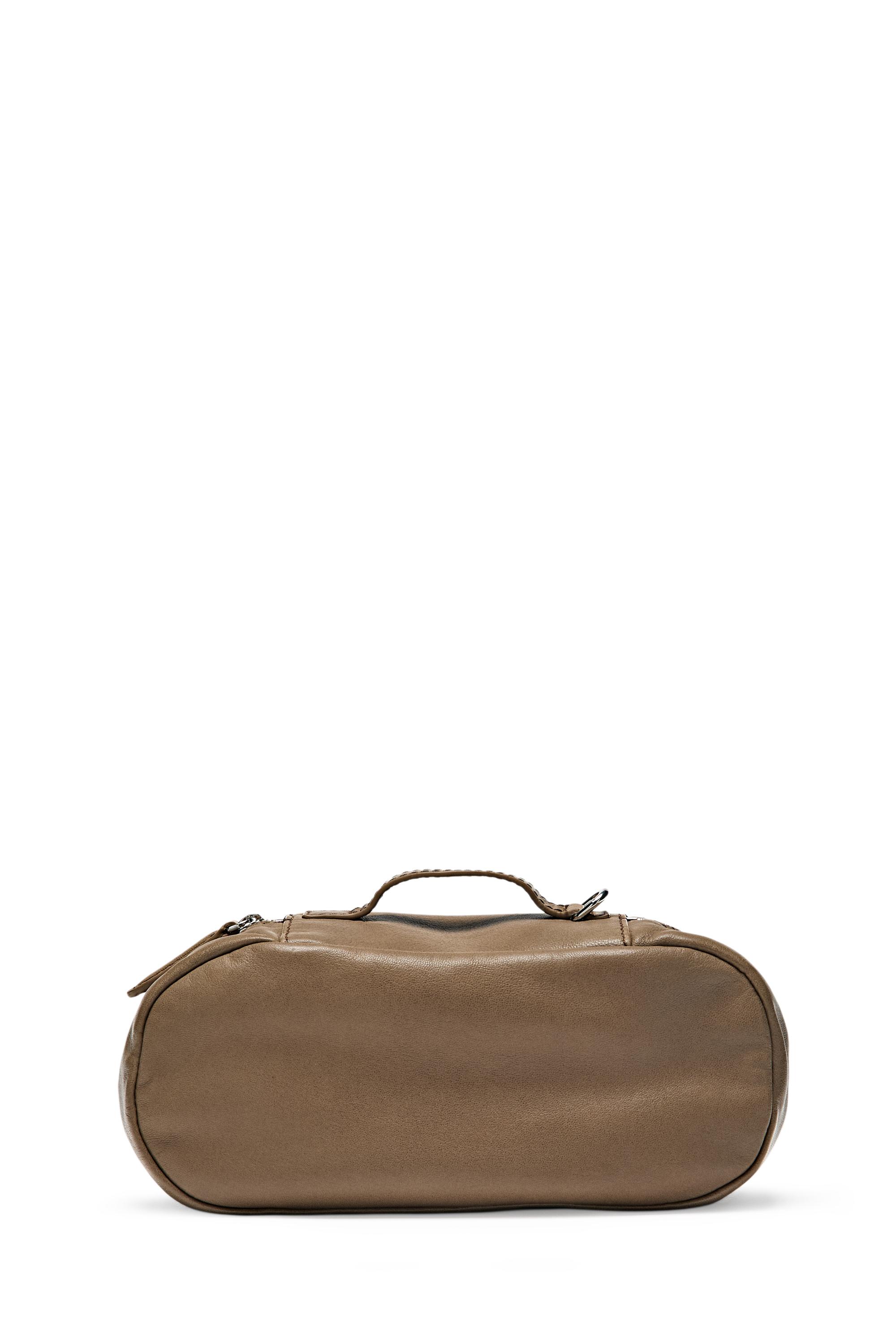 Oval nappa leather toiletry bag — MOLE BROWN