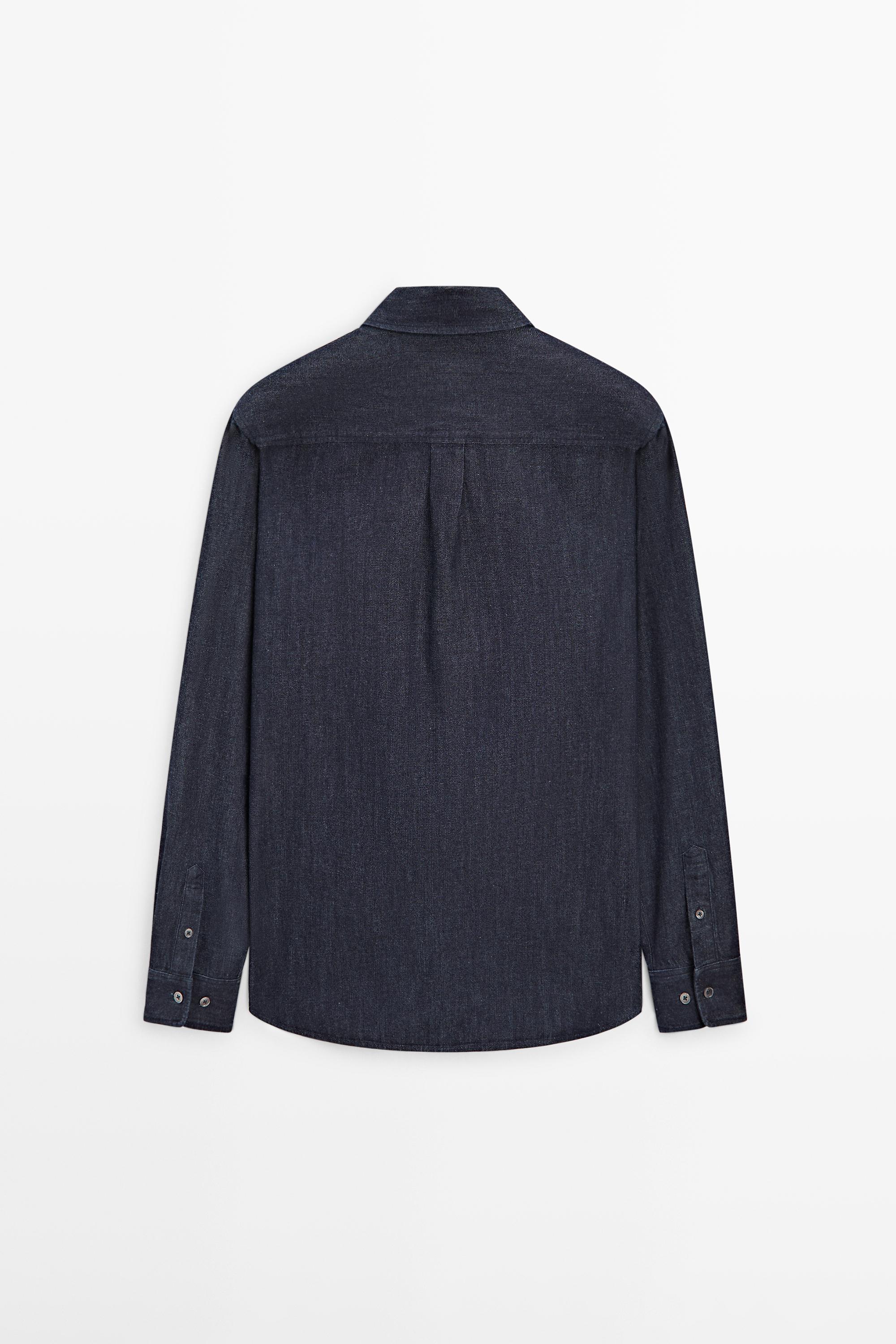 OHXSM Herenshirt met Lange Mouwen Denimshirt Herfst