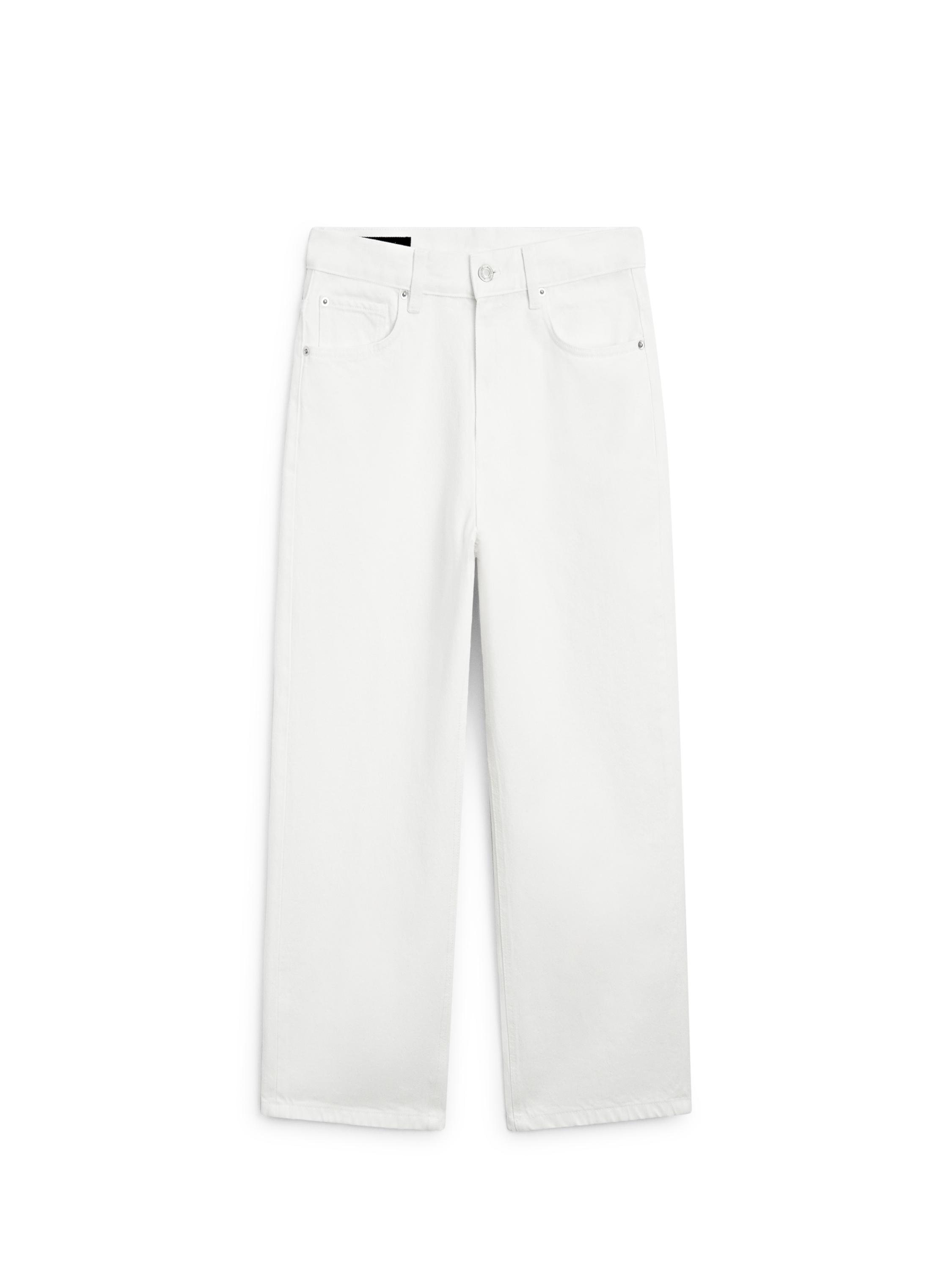 Mid-rise cropped wide-leg jeans — Off white