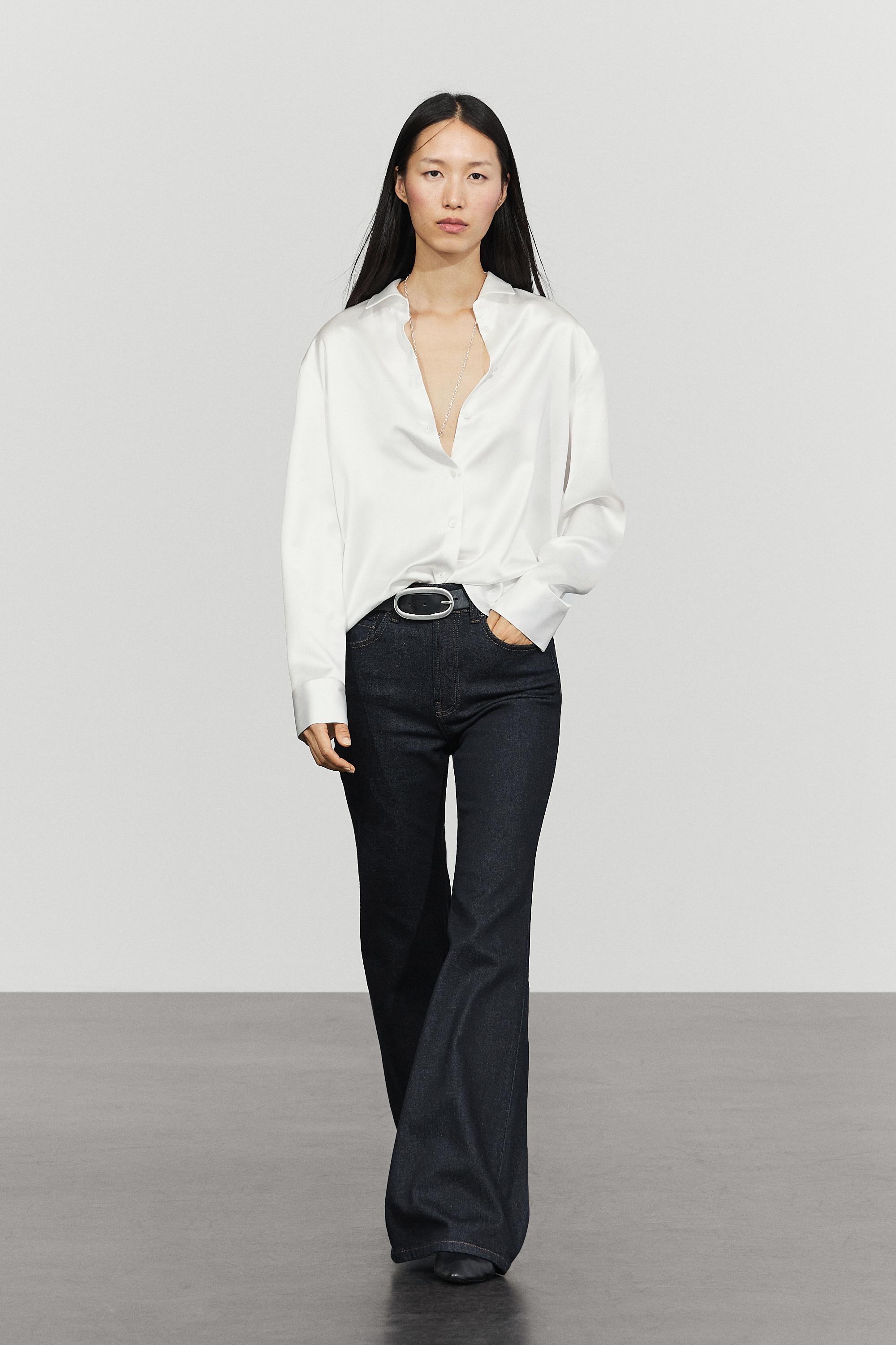 Camicia Morbida Satinata - Bianco - S - Massimo Dutti - Female-image