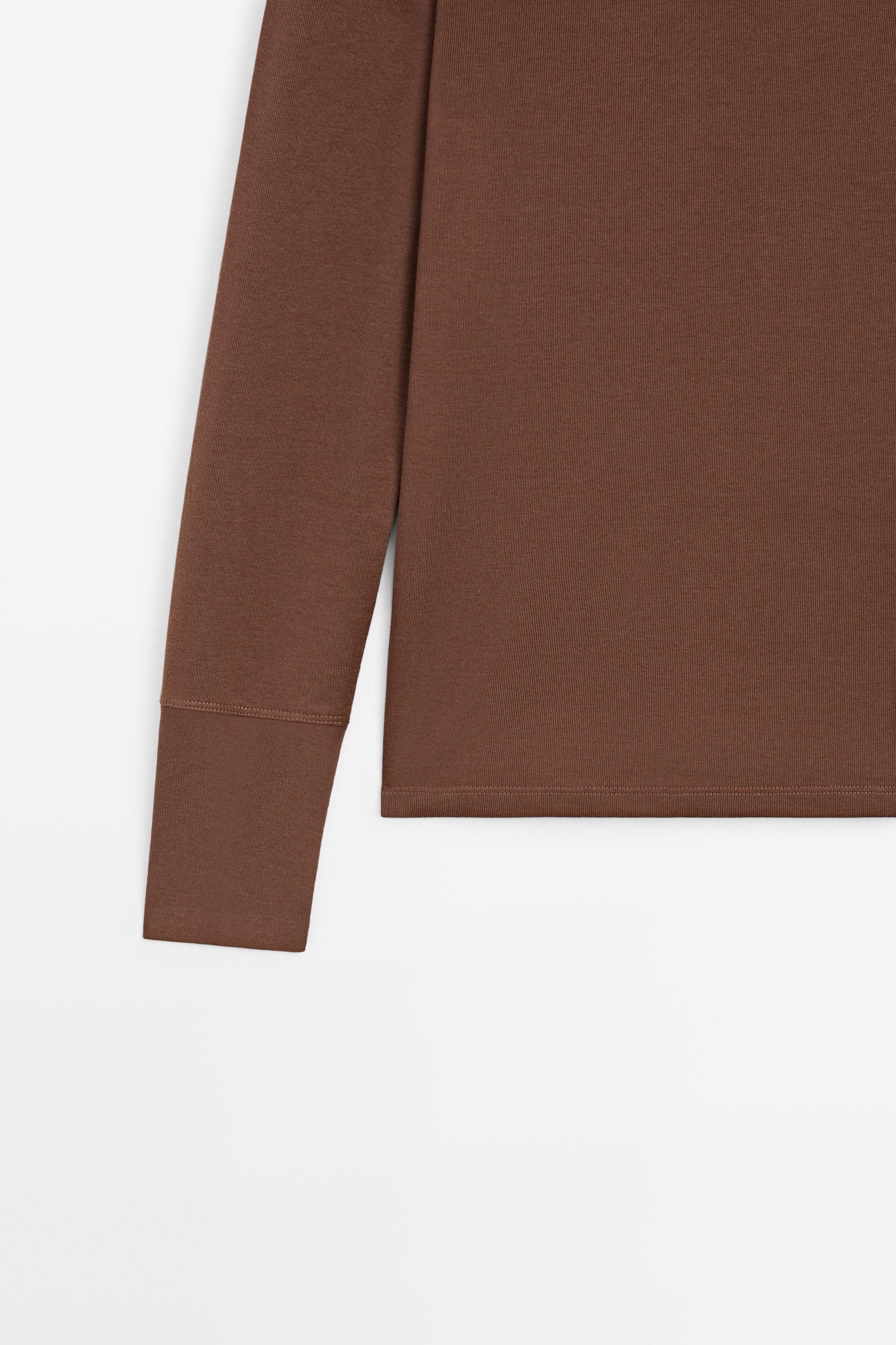 100% cotton long sleeve T-shirt — BROWN
