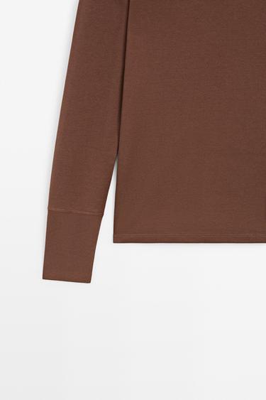 100% cotton long sleeve T-shirt — BROWN 7