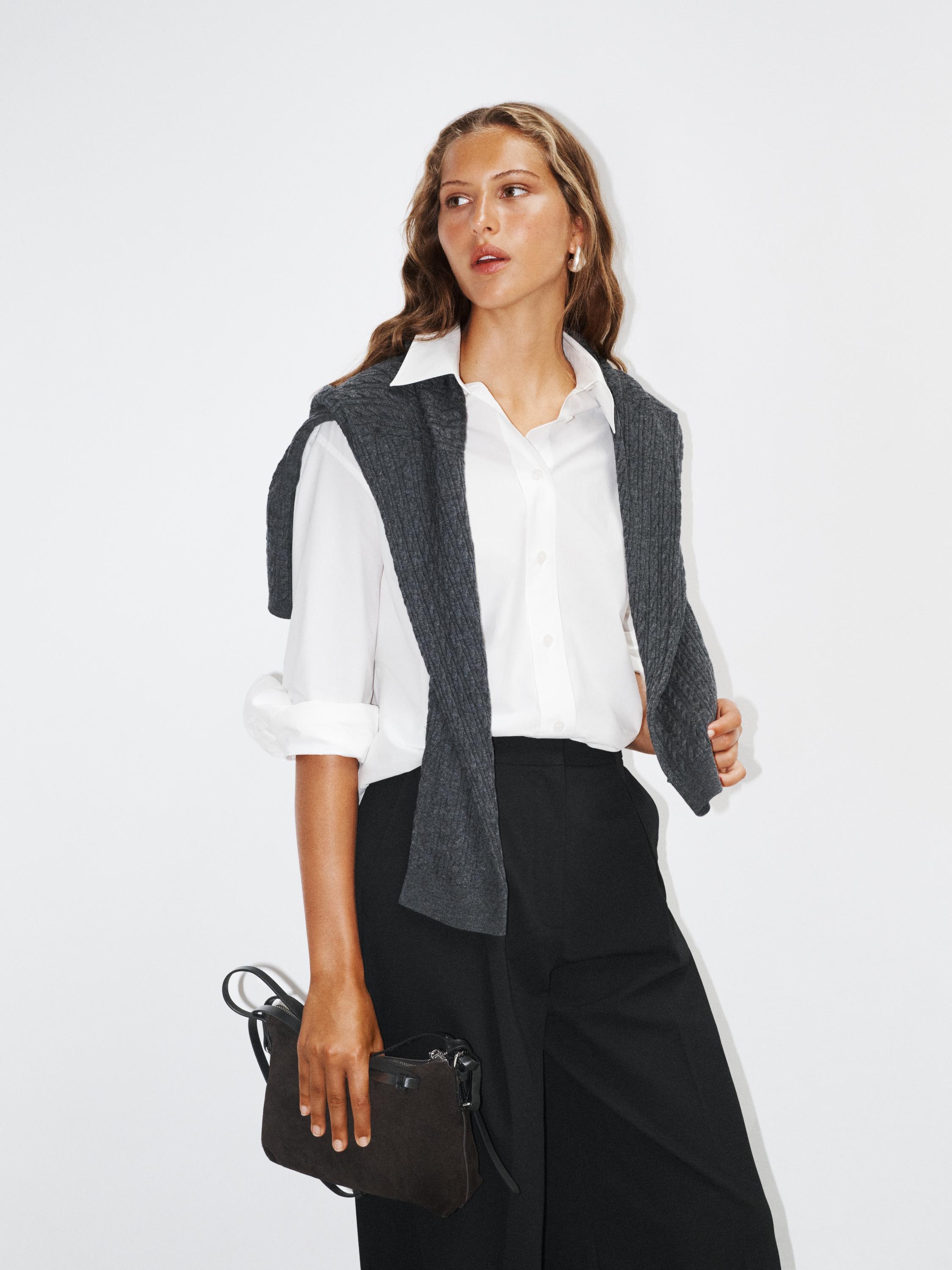 Long 100% cotton poplin shirt