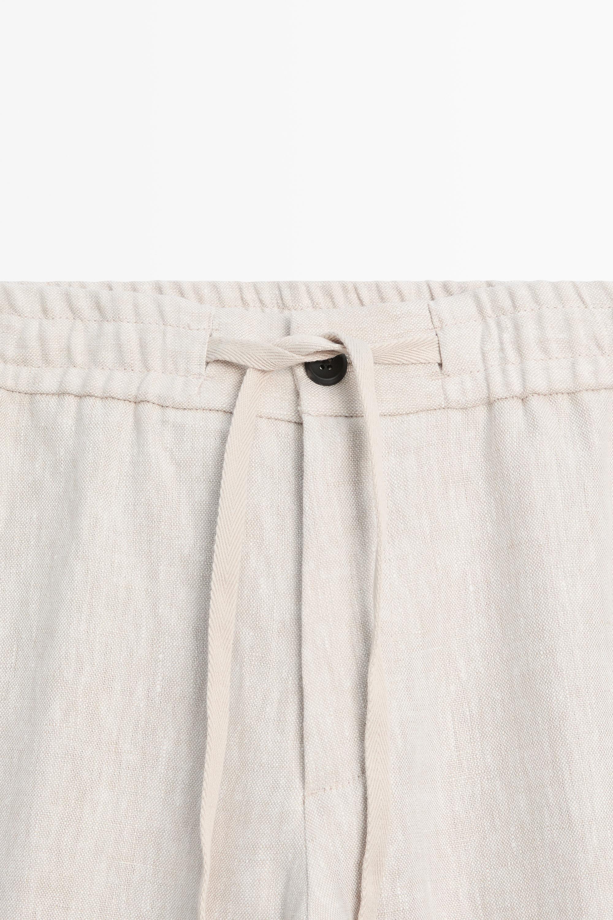 Linen jogger fit trousers — SAND BROWN