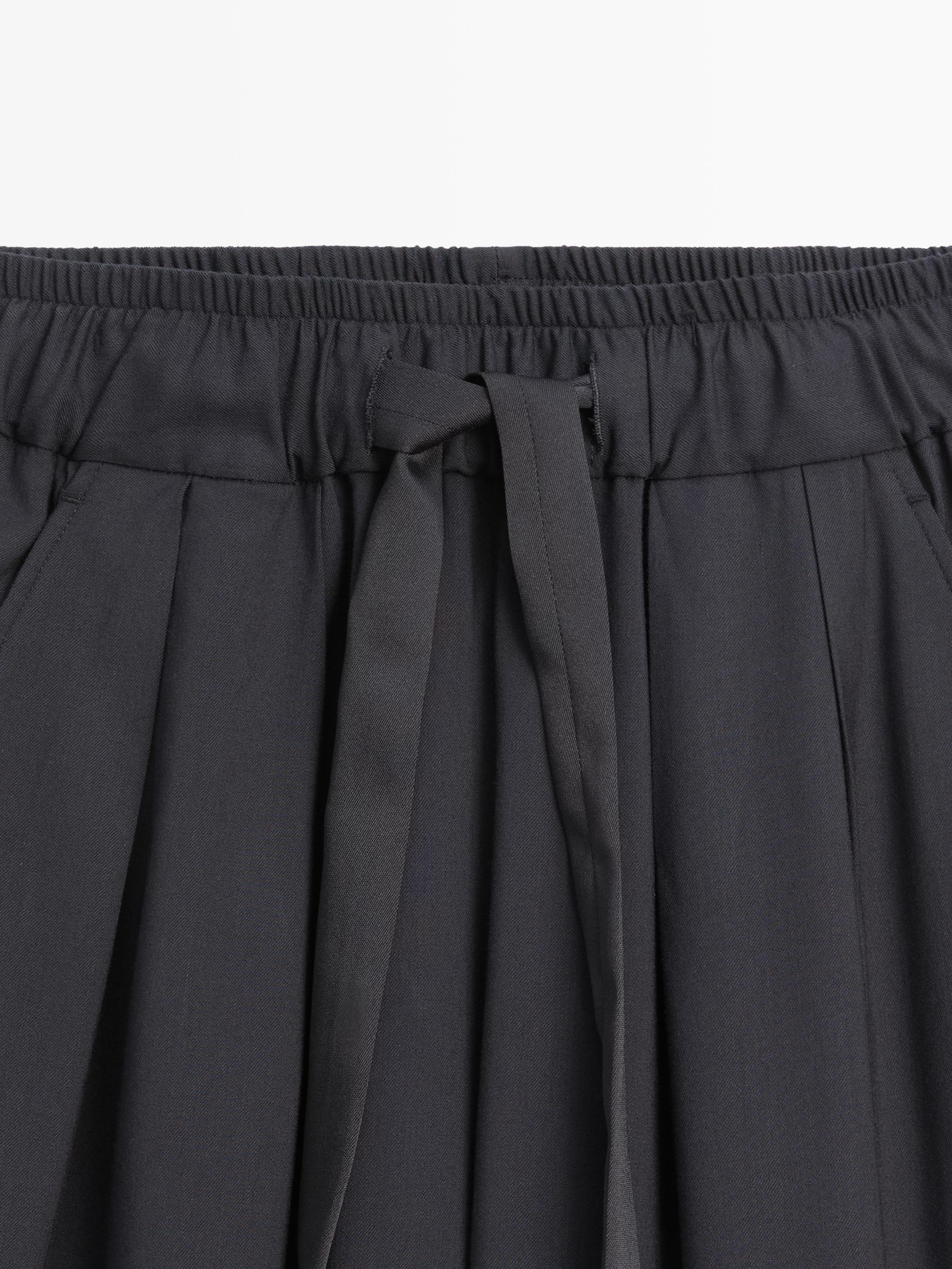Voluminous wide-leg pleated trousers — NAVY BLUE