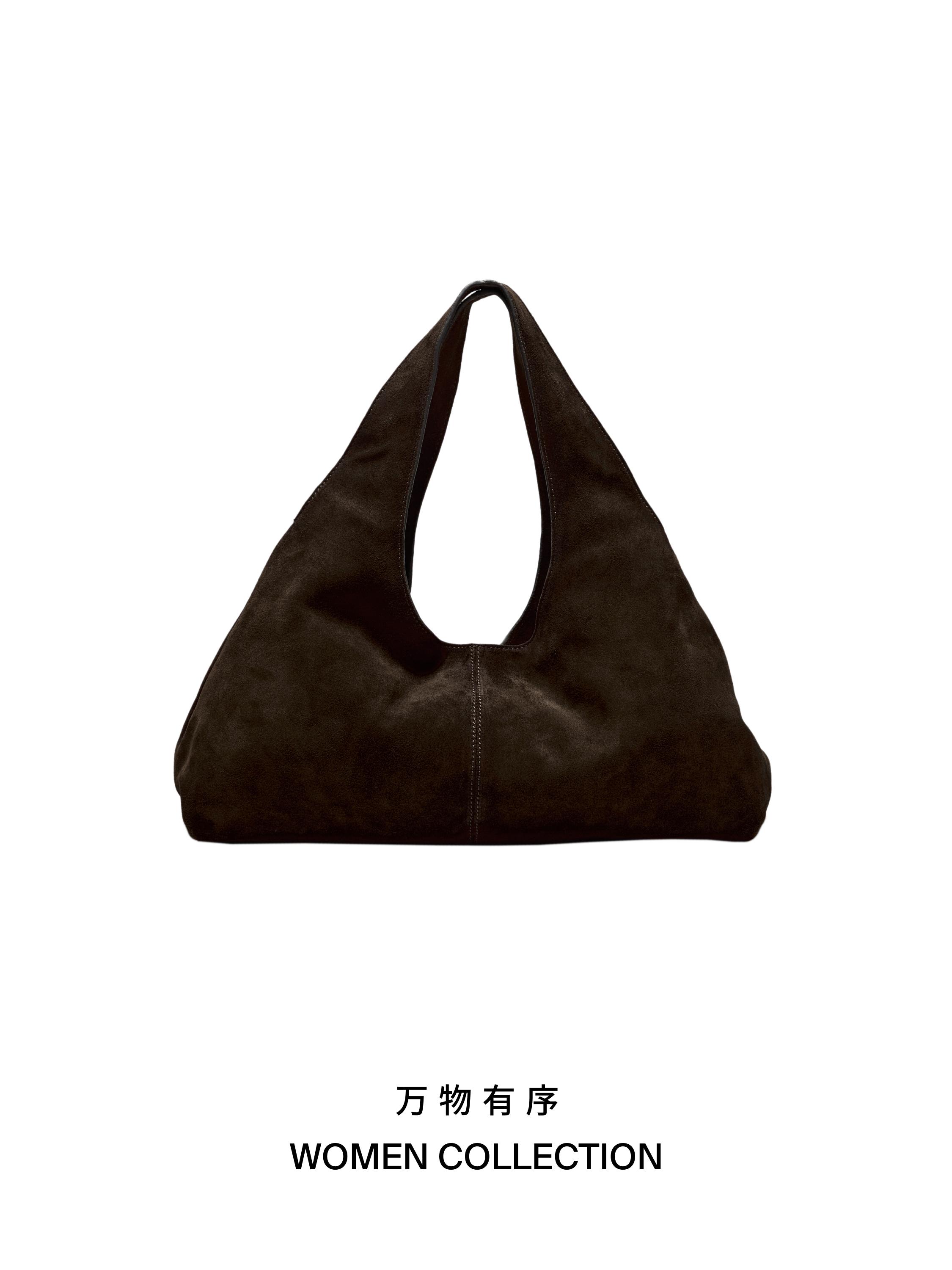 Medium split leather lady bag — BROWN