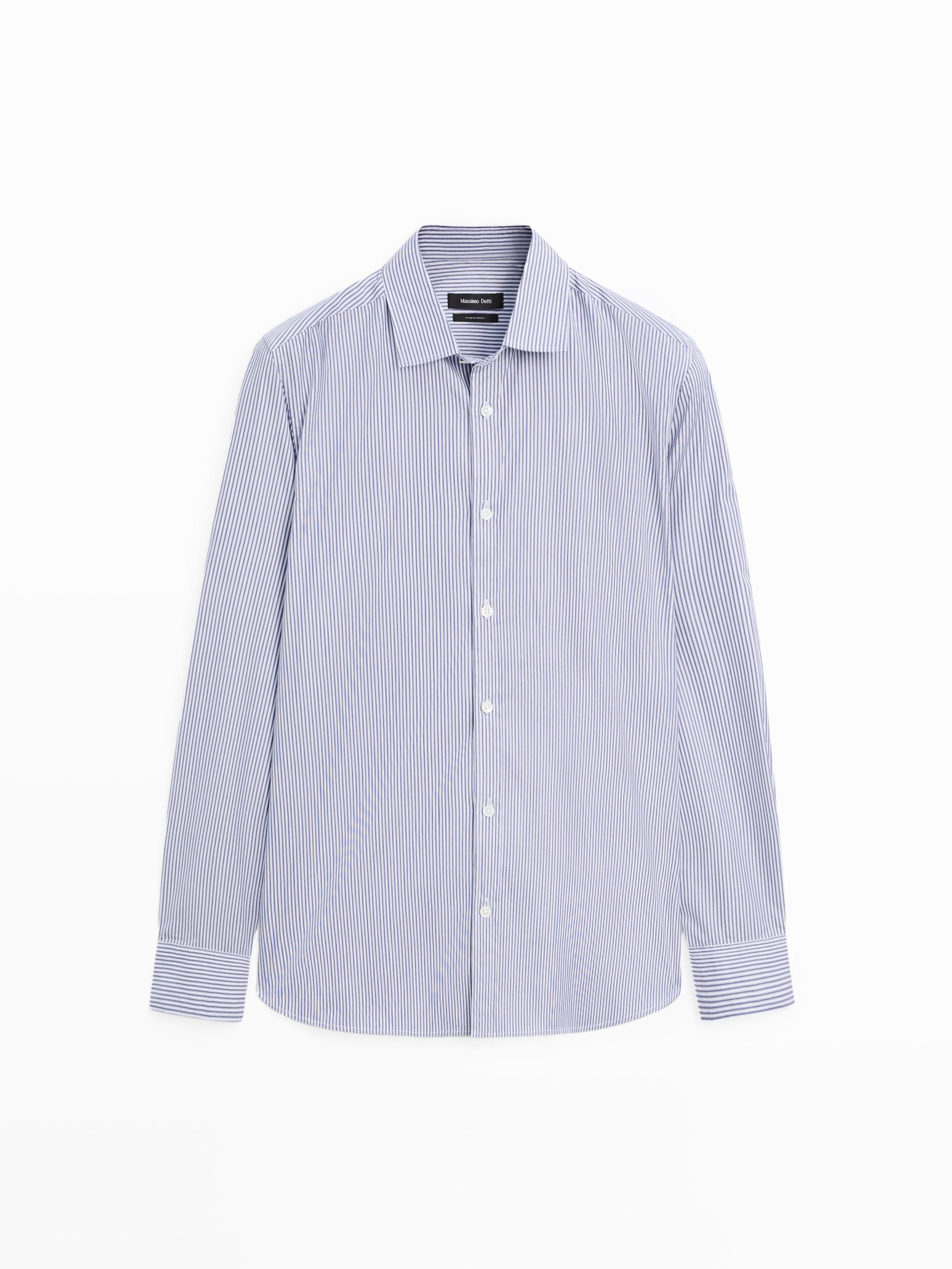 Regular fit striped poplin shirt