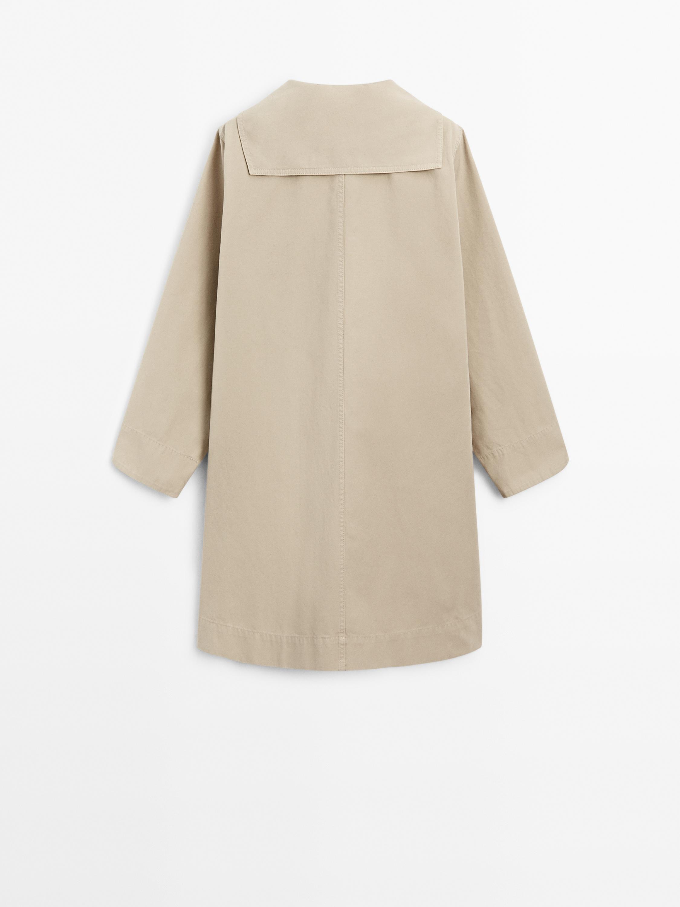 100% cotton sailor collar trench coat