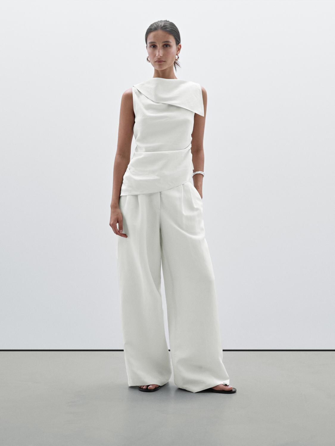 Draped boat neck top