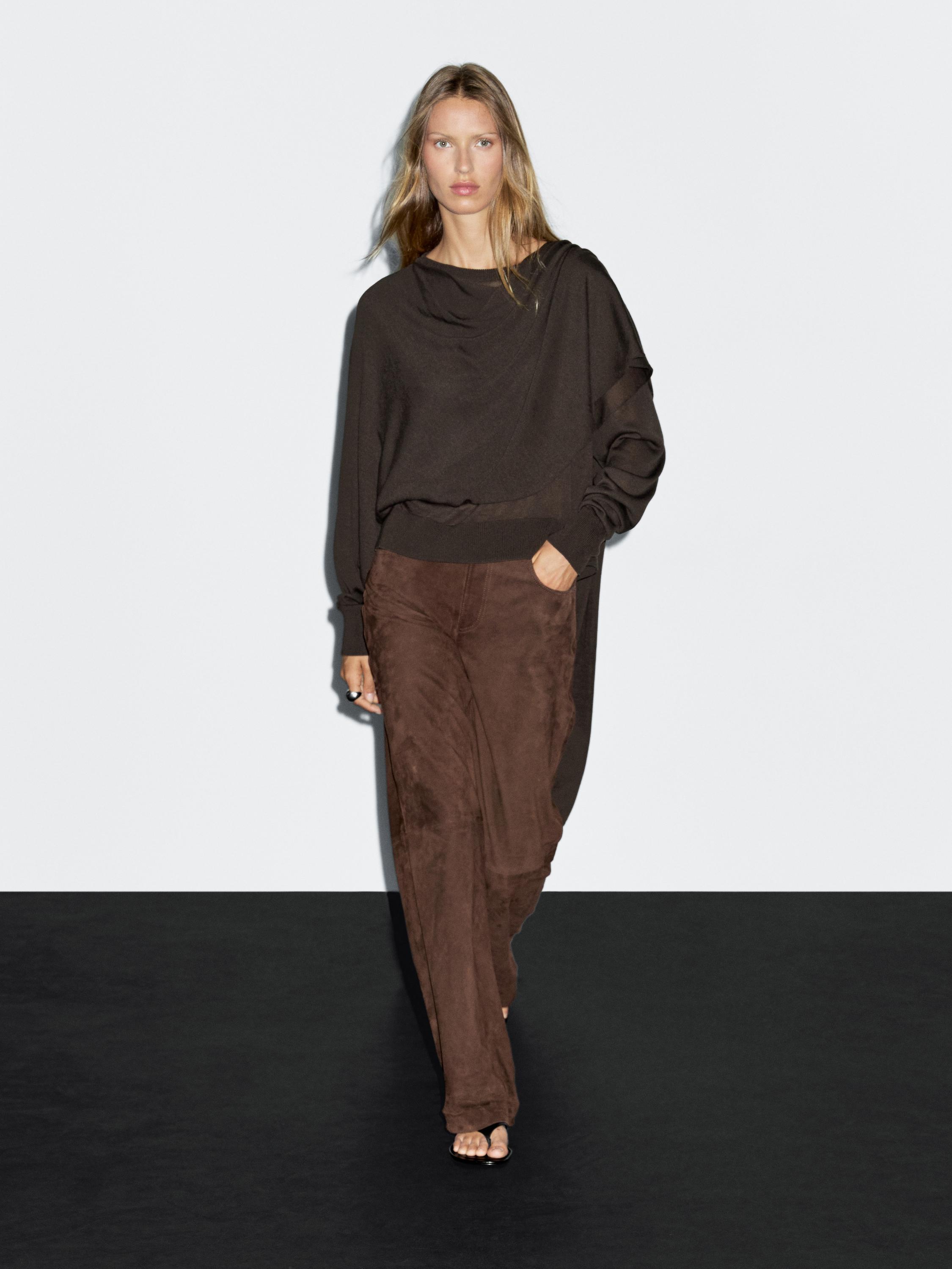 Knit sweater with scarf detail