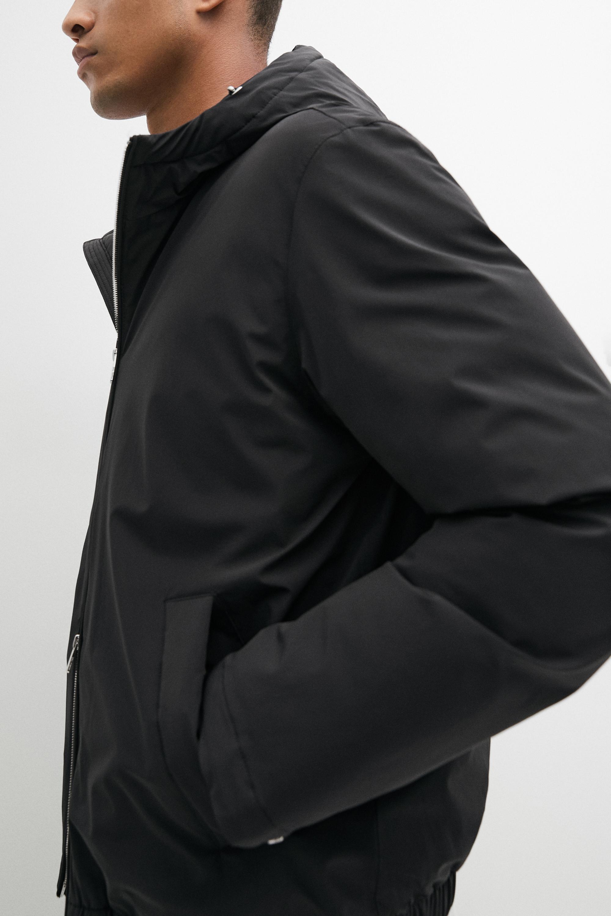 Lightweight hooded down jacket — BLACK