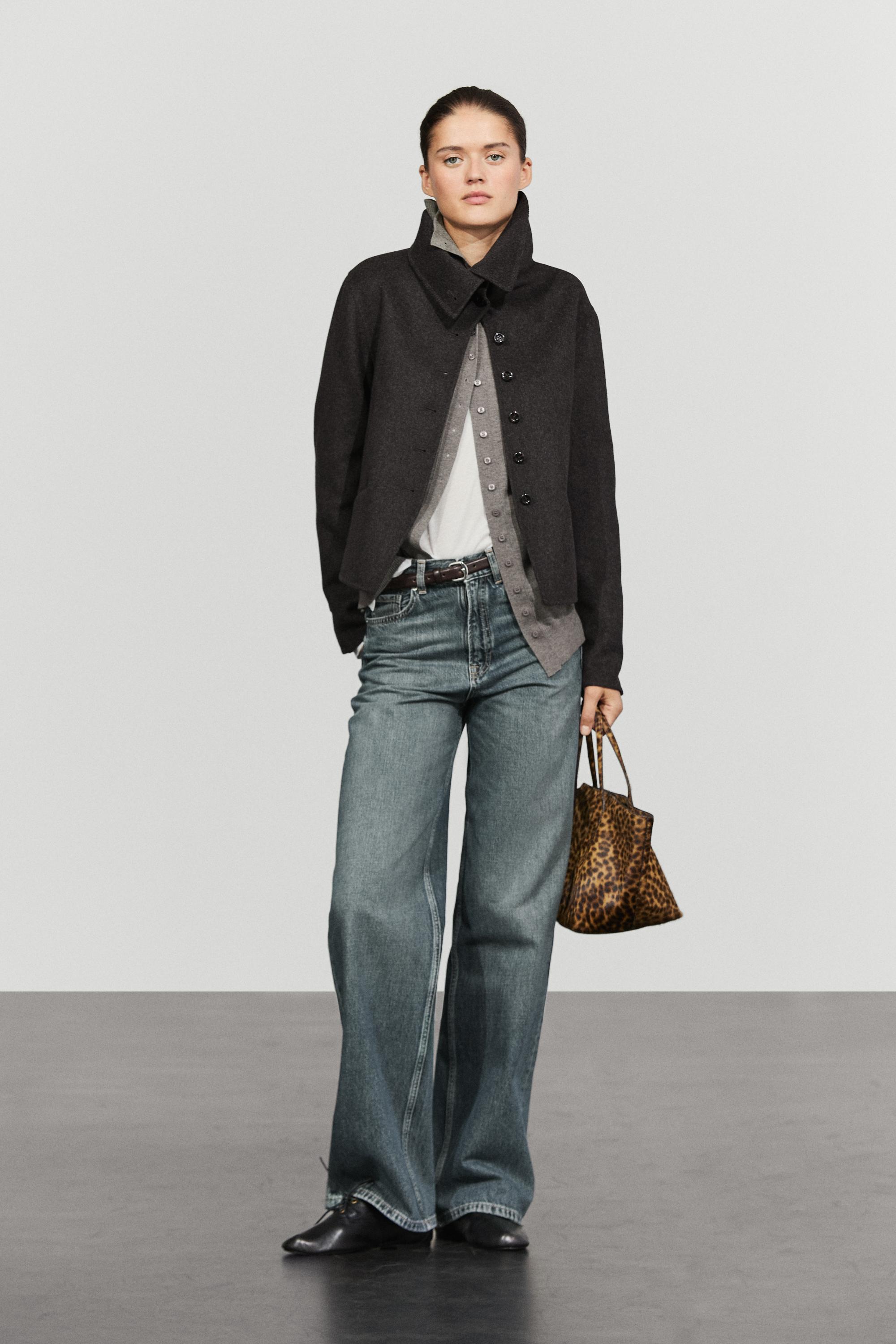 Stand-up collar short jacket — ANTHRACITE GREY