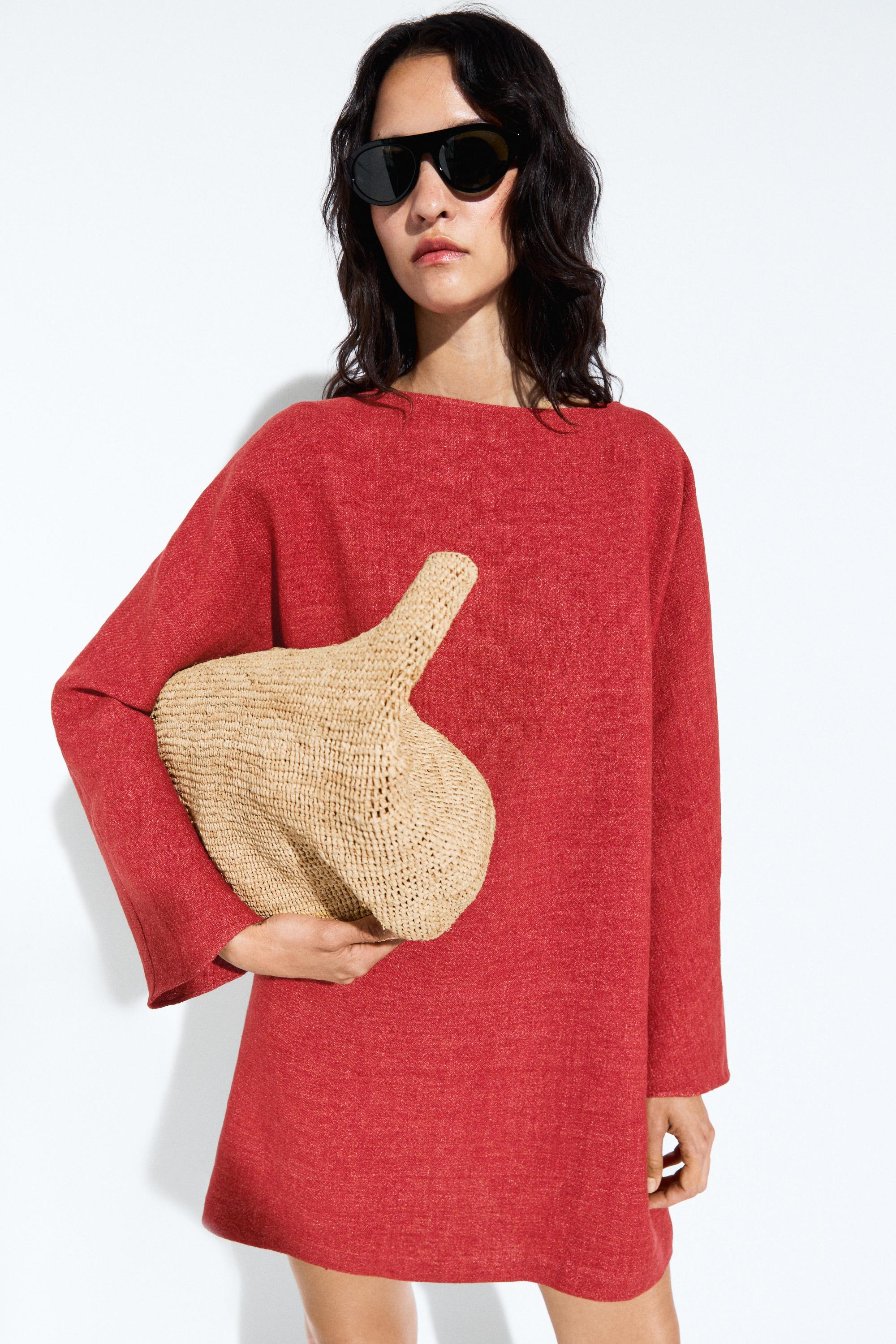 Long sleeve mini dress — Red