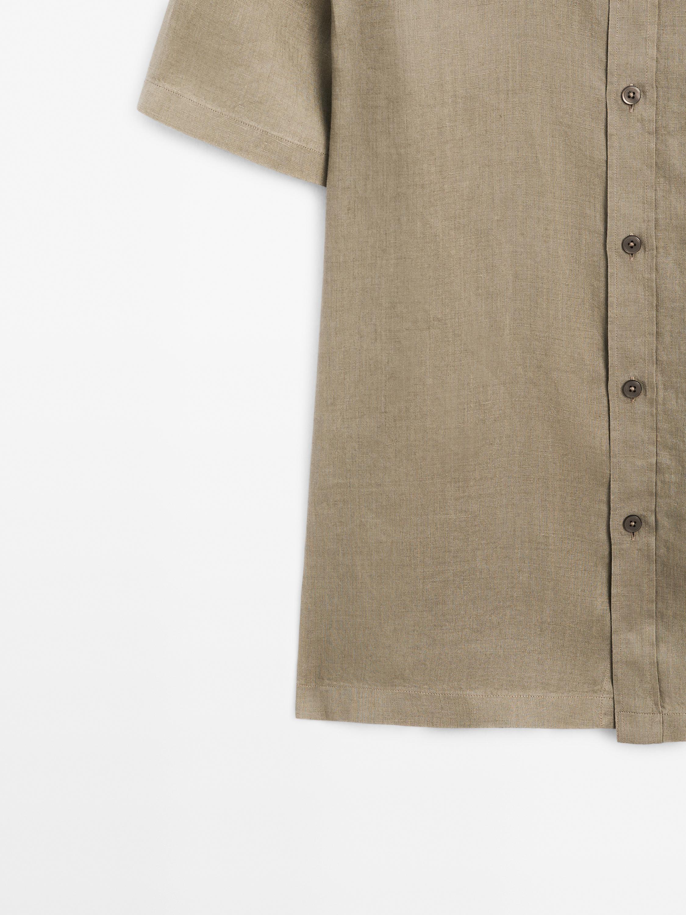 Regular fit short sleeve linen shirt