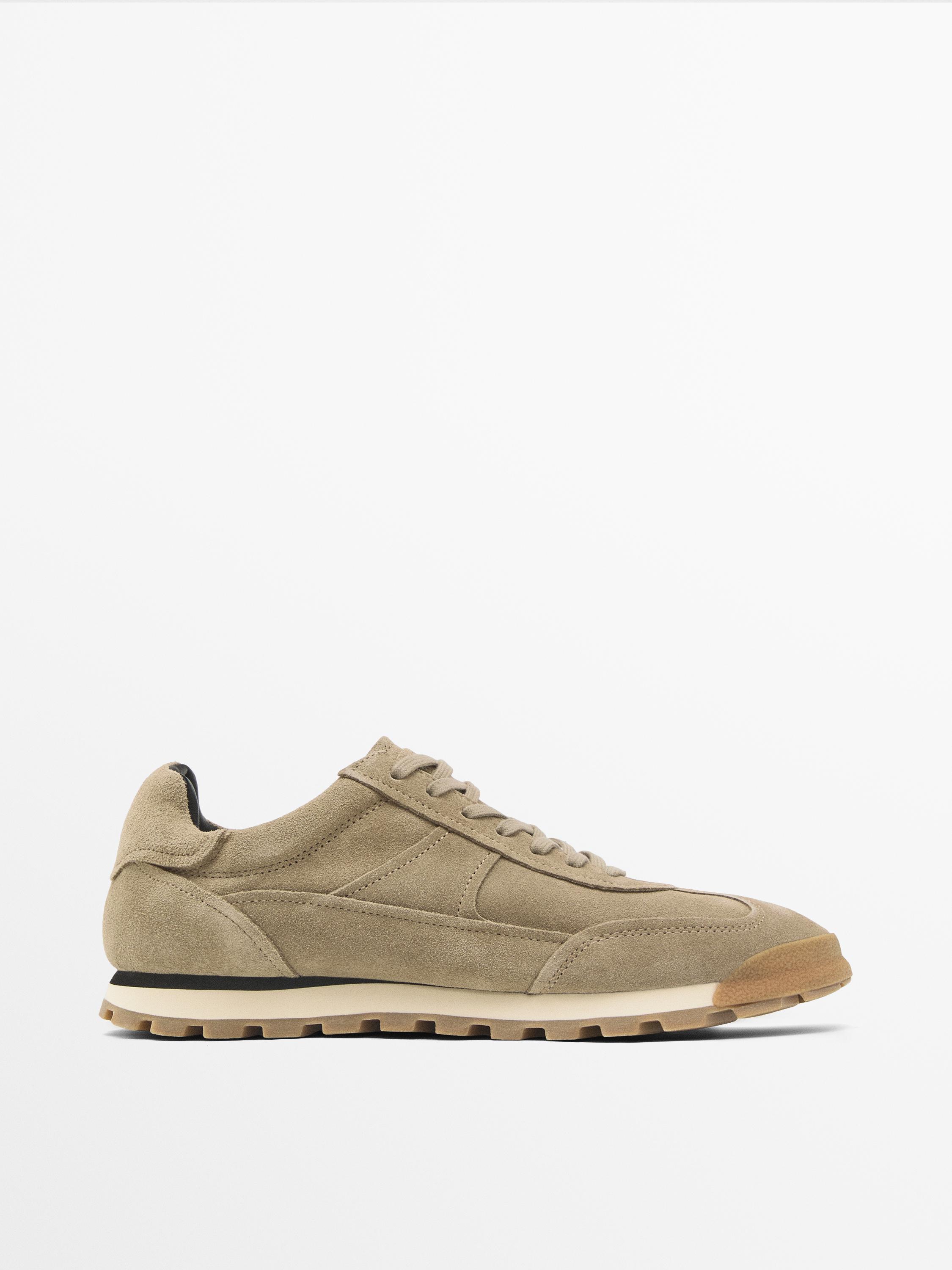 Soft split leather trainers