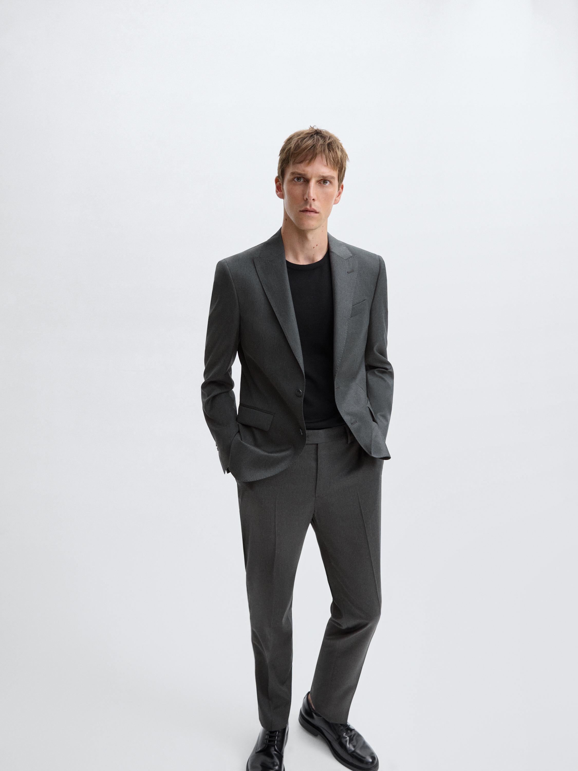 Plain 100% wool suit blazer