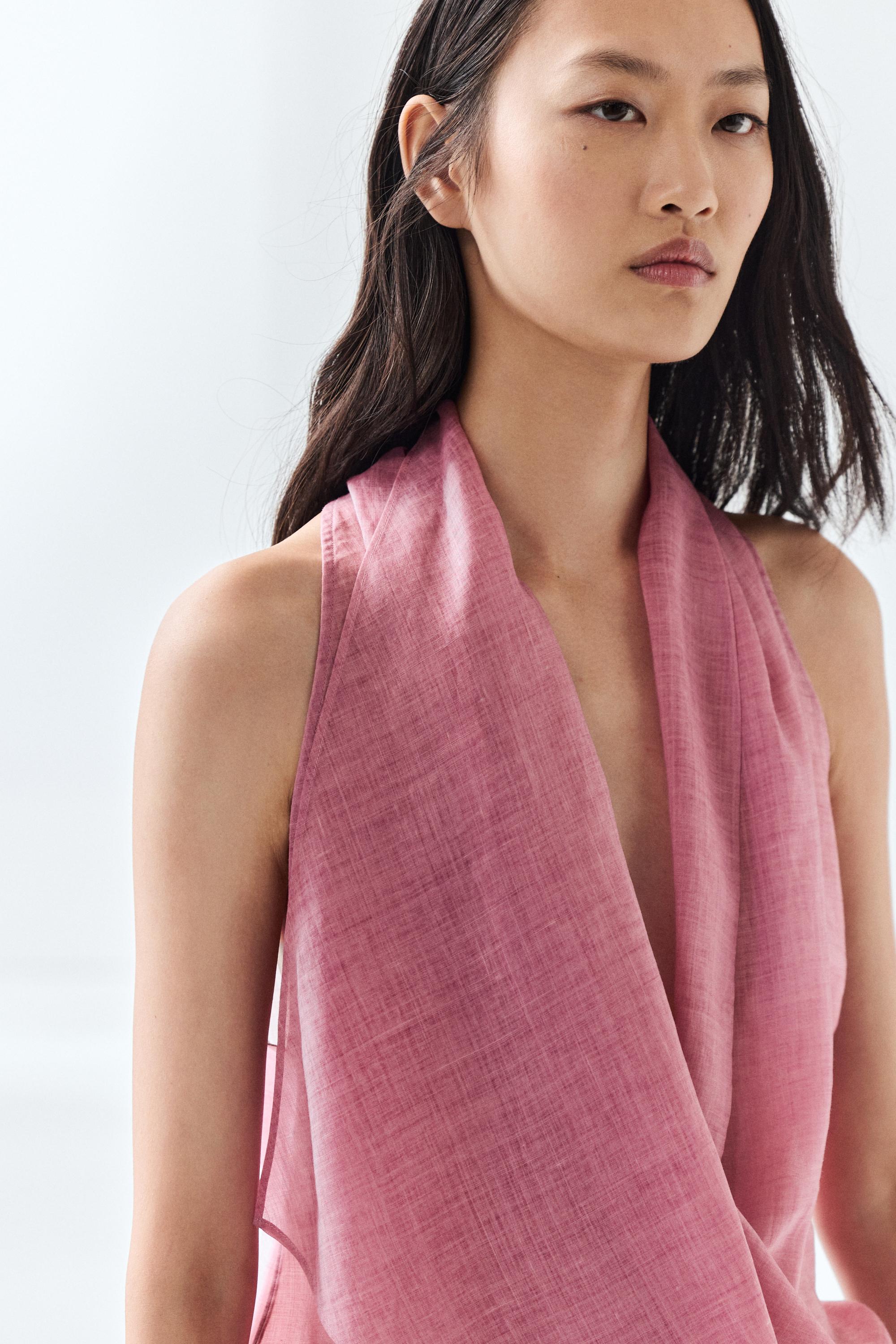Draped crossover top — PINK