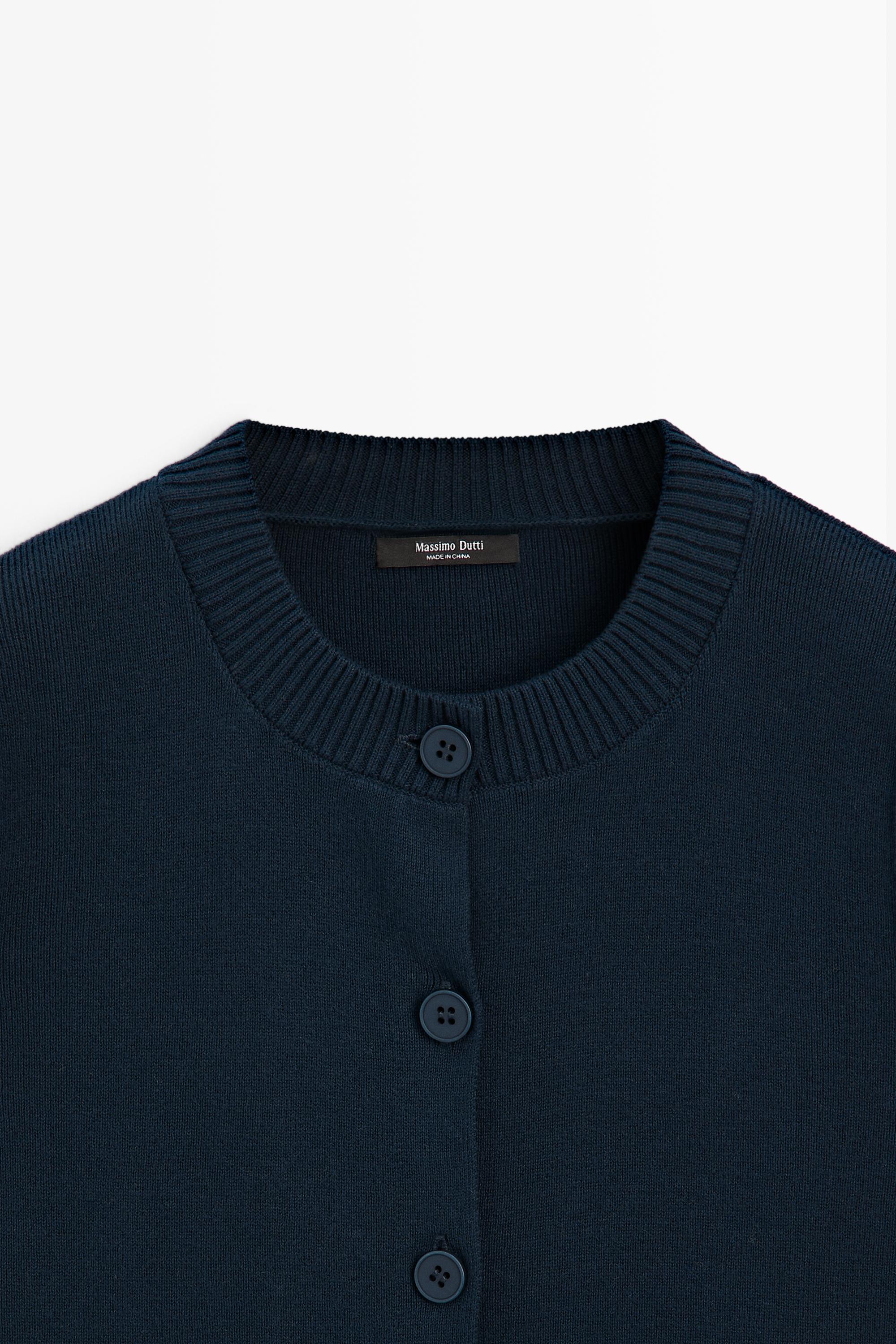100% Cotton Short Sleeve Cardigan — NAVY BLUE