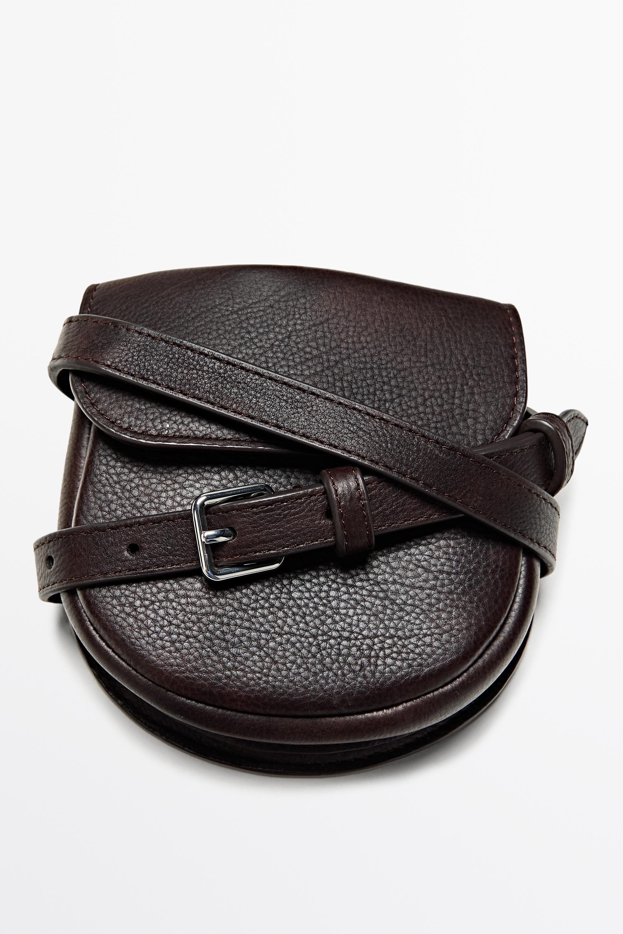 Nappa leather belt with pouch — BROWN