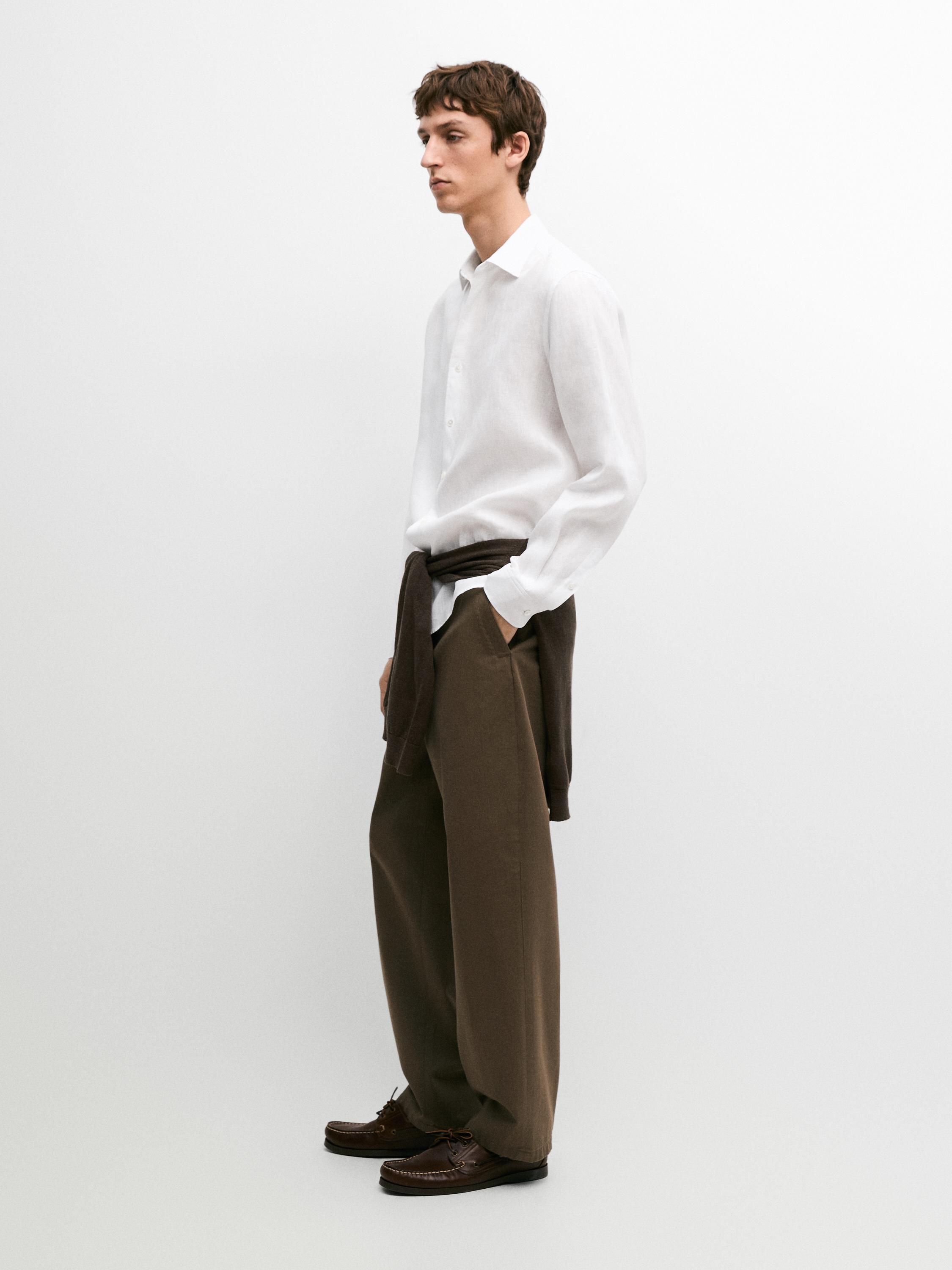 Extra fine regular fit linen shirt — WHITE
