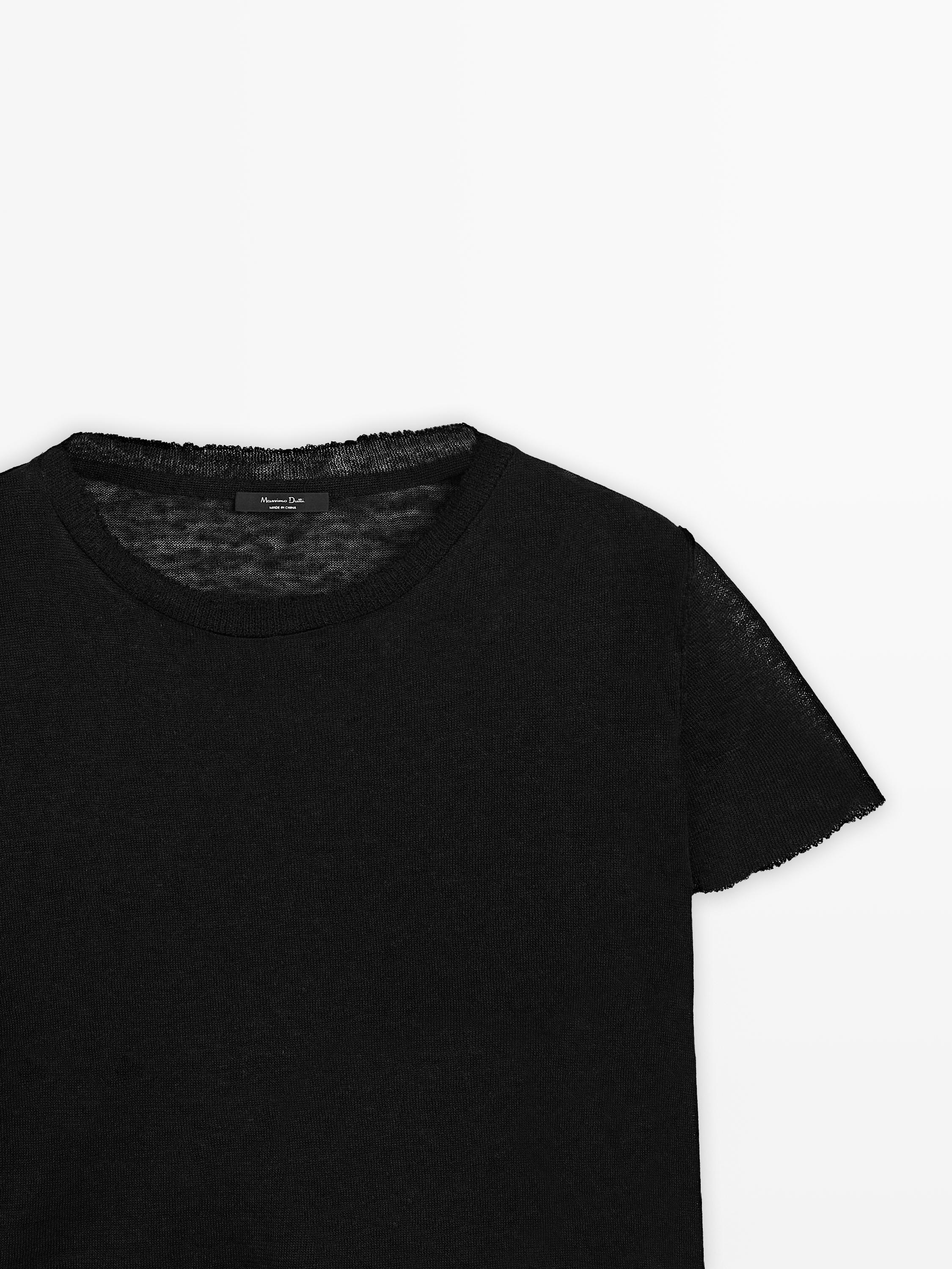Cutwork linen blend T-shirt