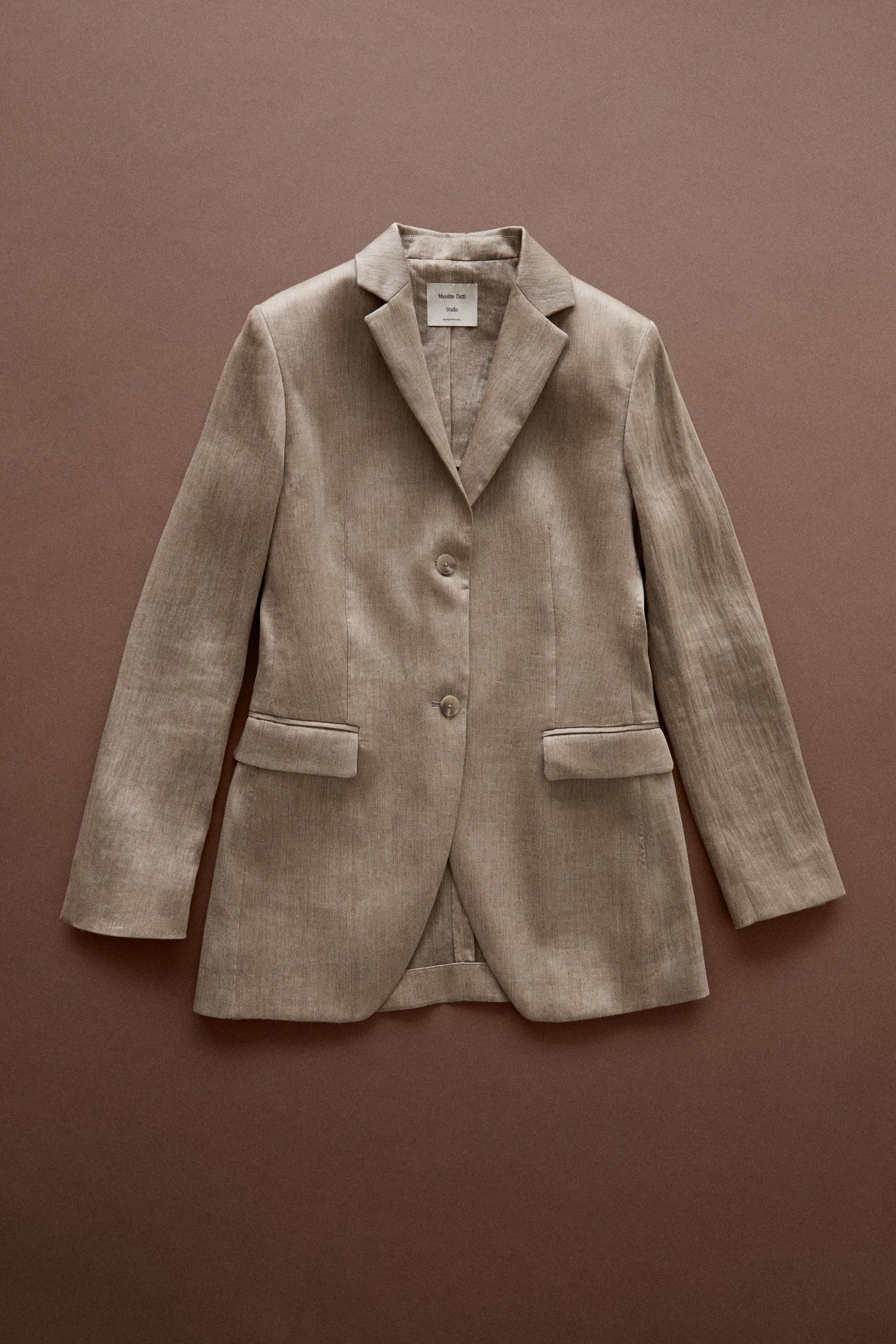 Satin fluid blazer - STUDIO — STONE