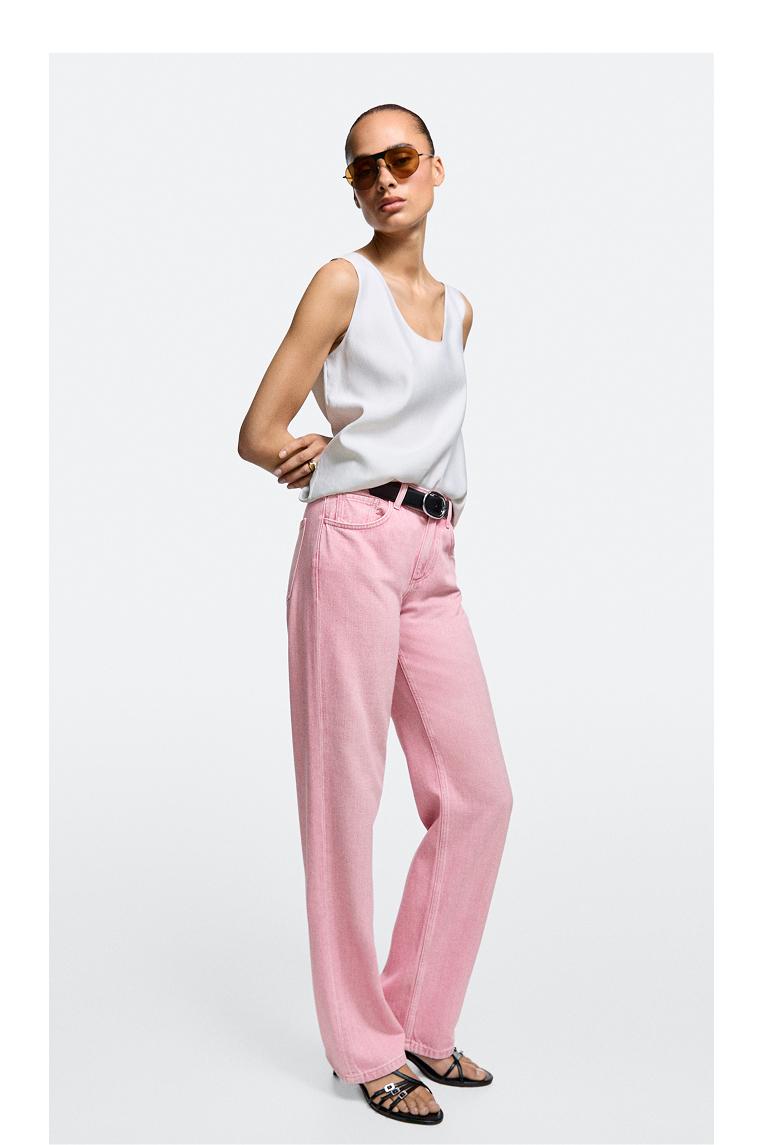Low-rise straight-leg jeans — PINK