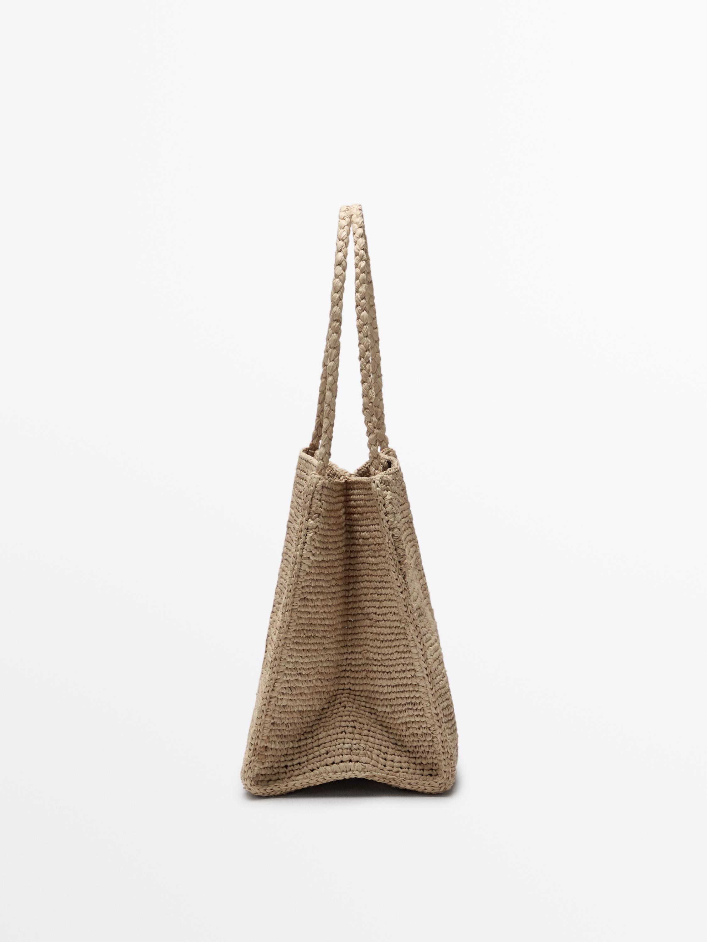 Capazo Bolso Rafia Massimo Dutti Bolso Tipo Cubo Rafia Natural