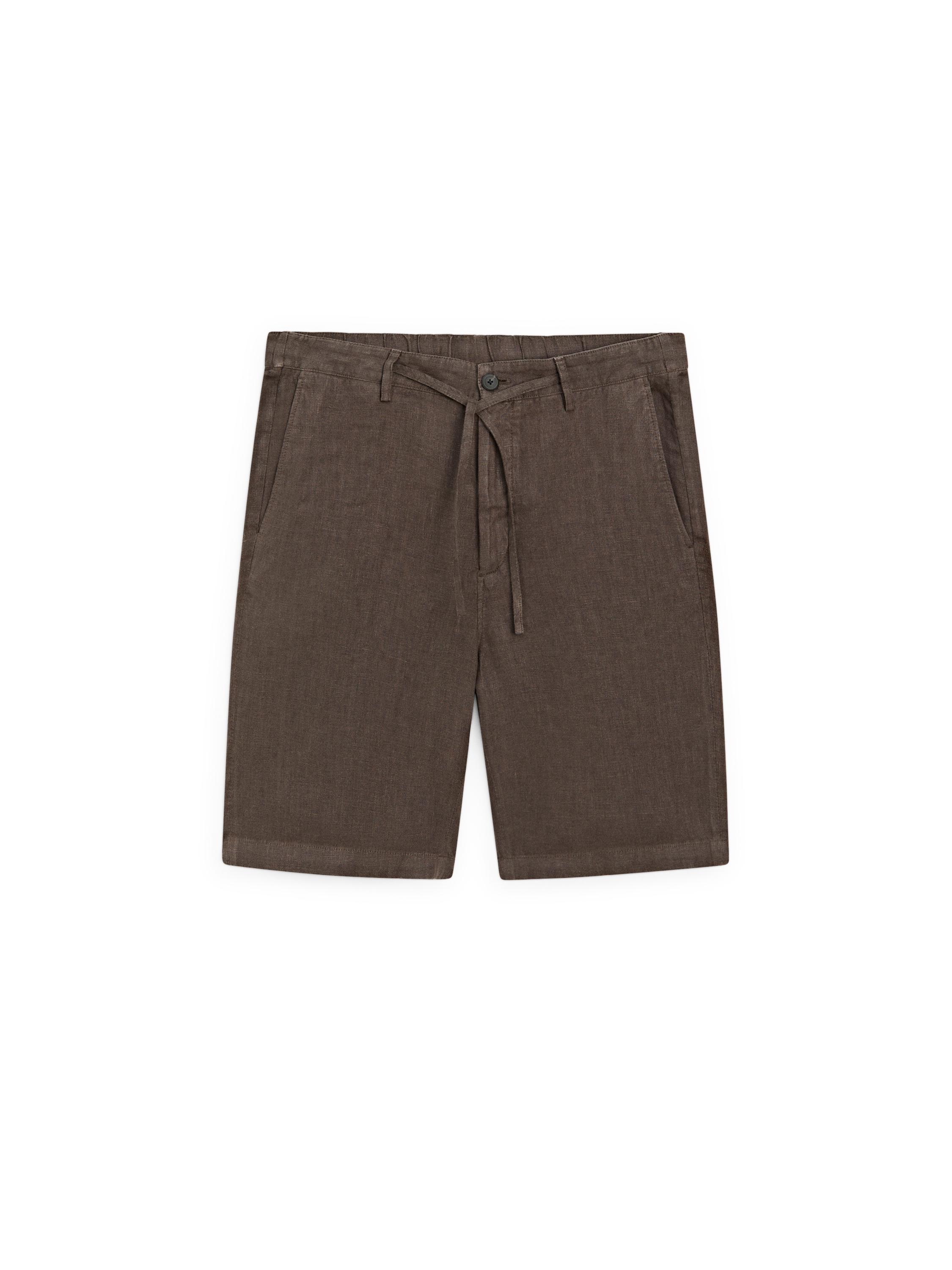 100% linen Bermuda shorts — BROWN