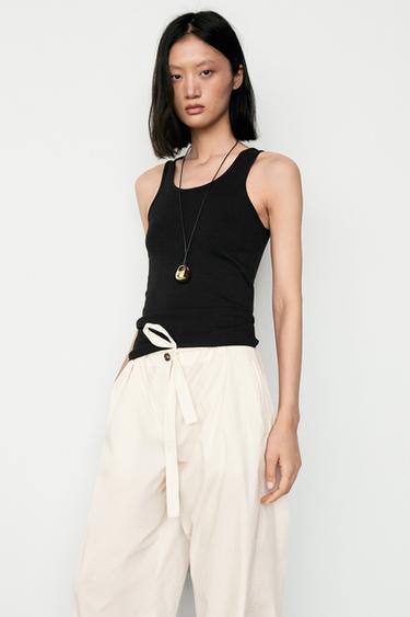 Cotton blend crew neck T-shirt — BLACK 3
