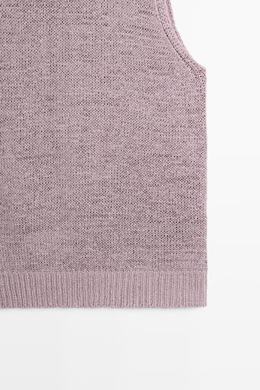 STUDIO Silk-Blend Knit Halter Top — PLUM 6