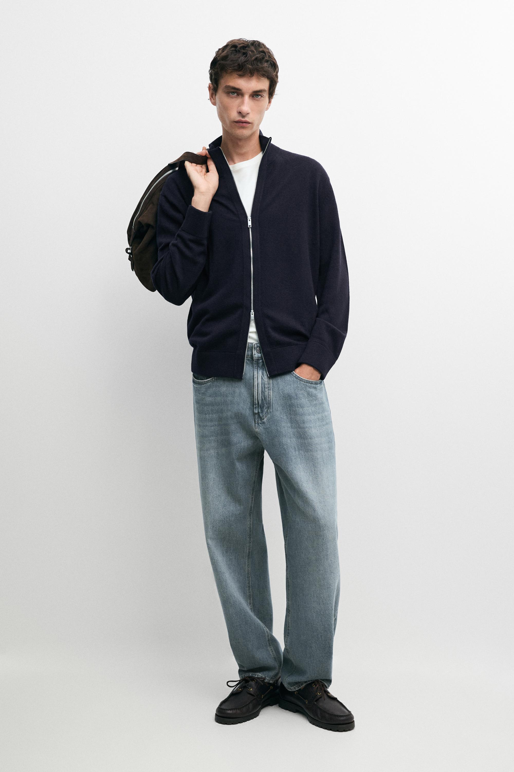 Wool blend cardigan with zip detail