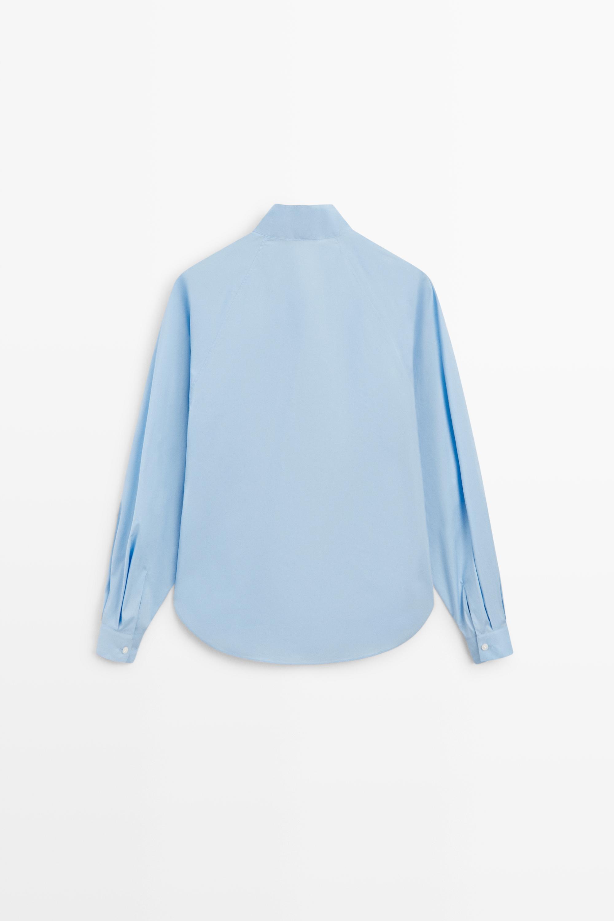Poplin shirt with collar detail — SKY BLUE