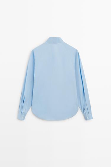 Poplin shirt with collar detail — SKY BLUE 6