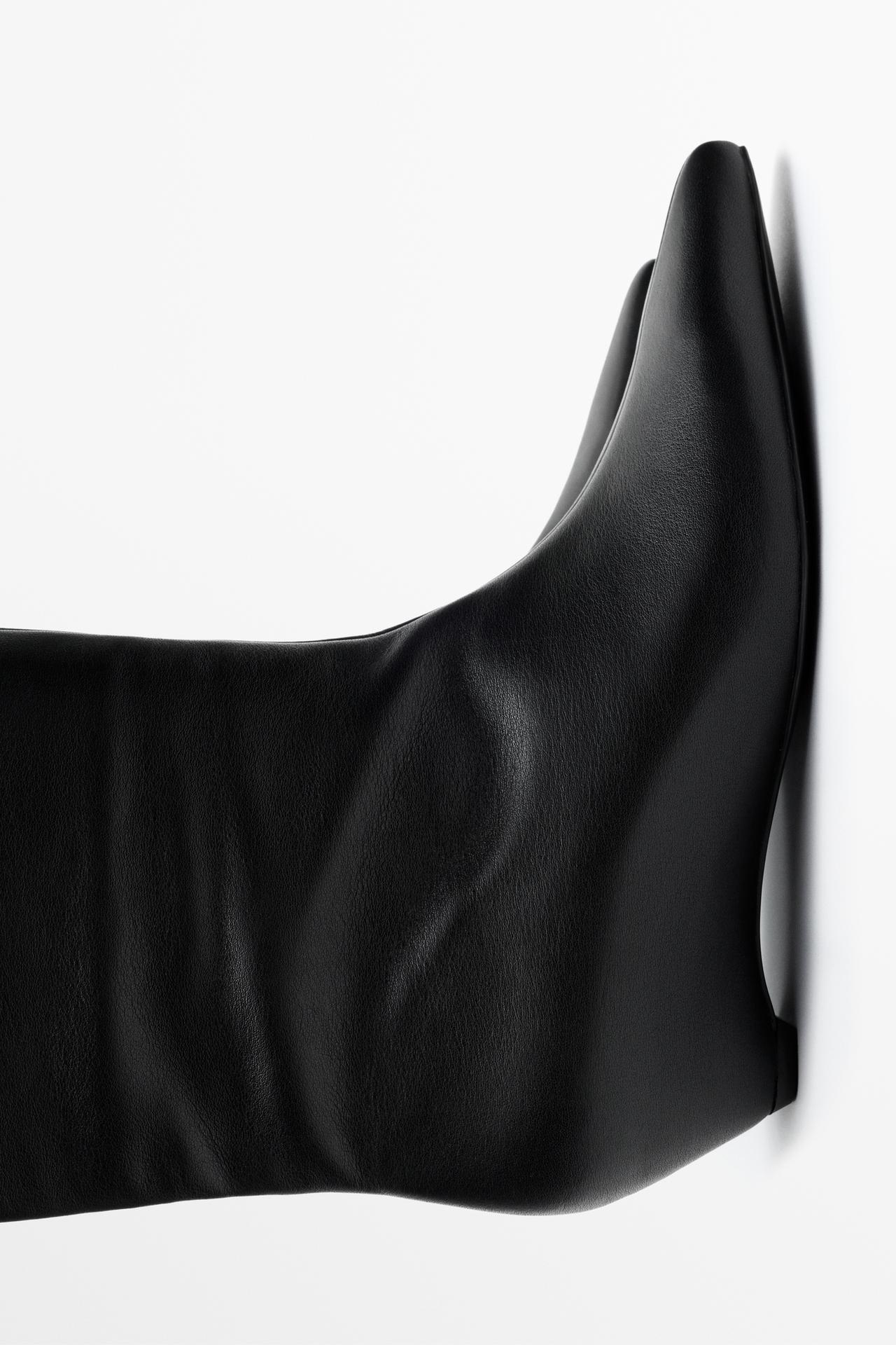 Leather wedge heel boot — BLACK