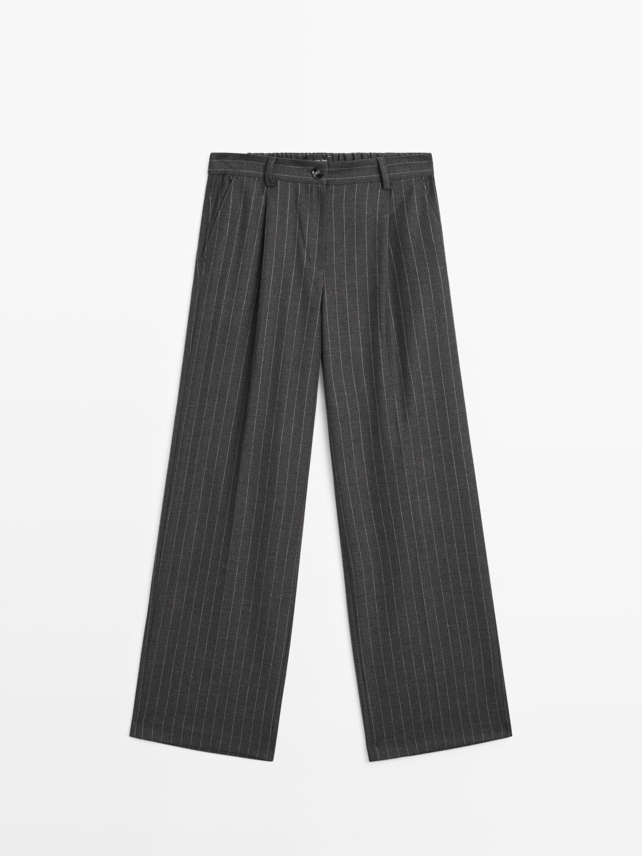 Pantalone širokih nogavica sa tankim prugama