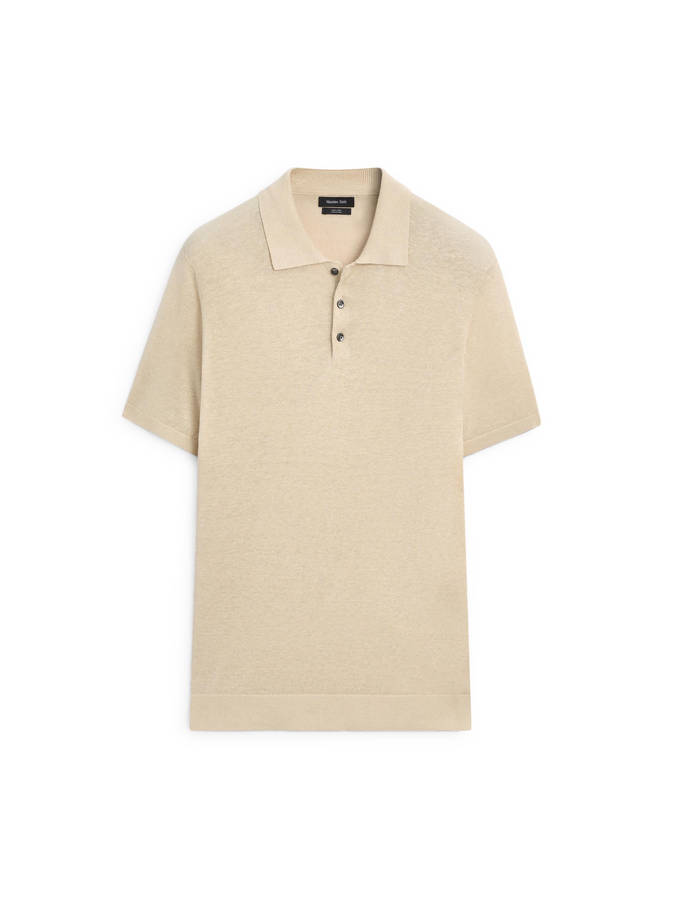 Linen knit polo sweater — Beige