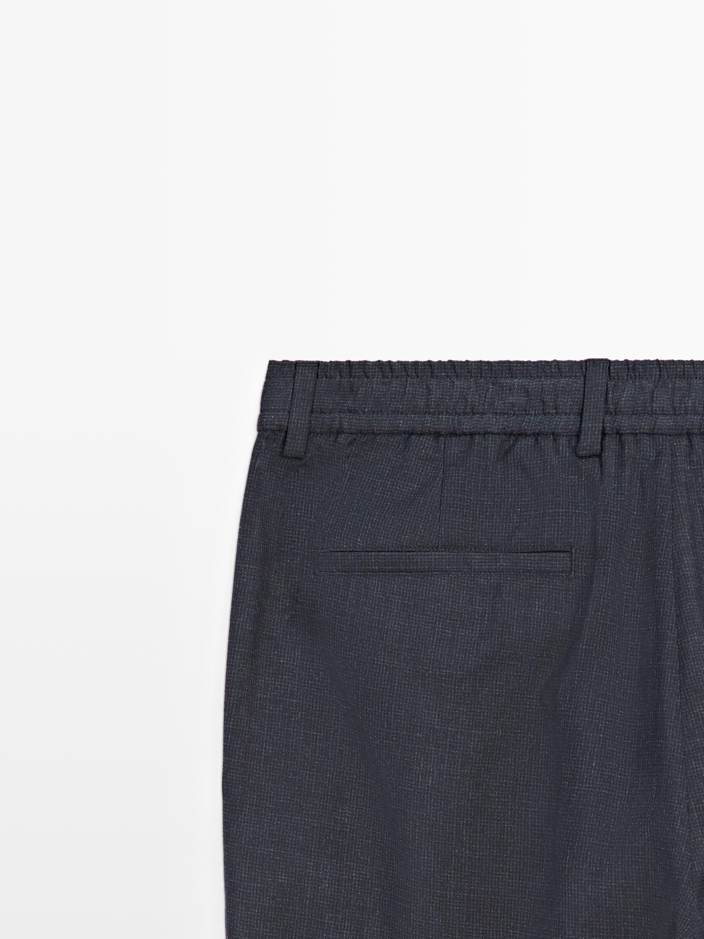 Wool houndstooth trousers — NAVY BLUE