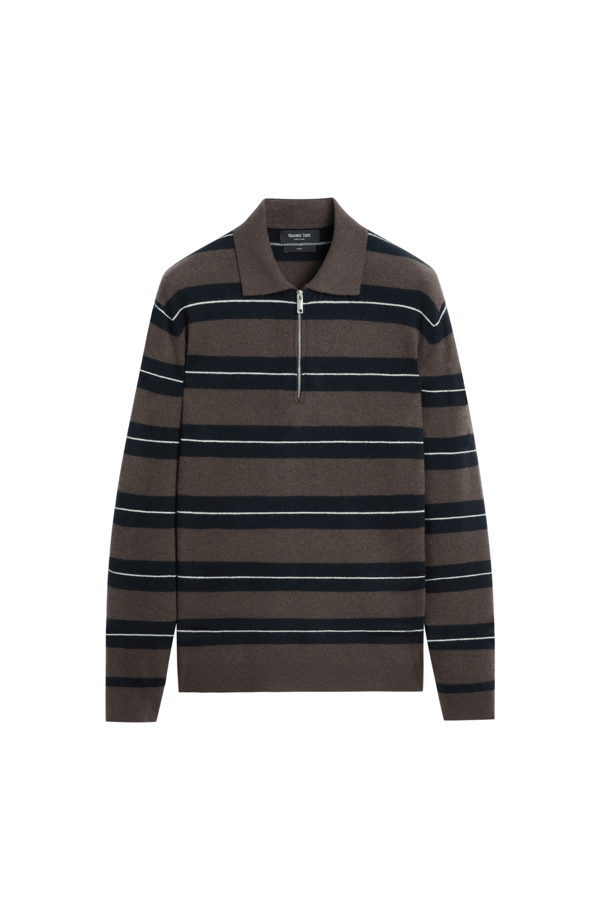 Massimo Dutti Çizgili polo yaka kazak görsel 7