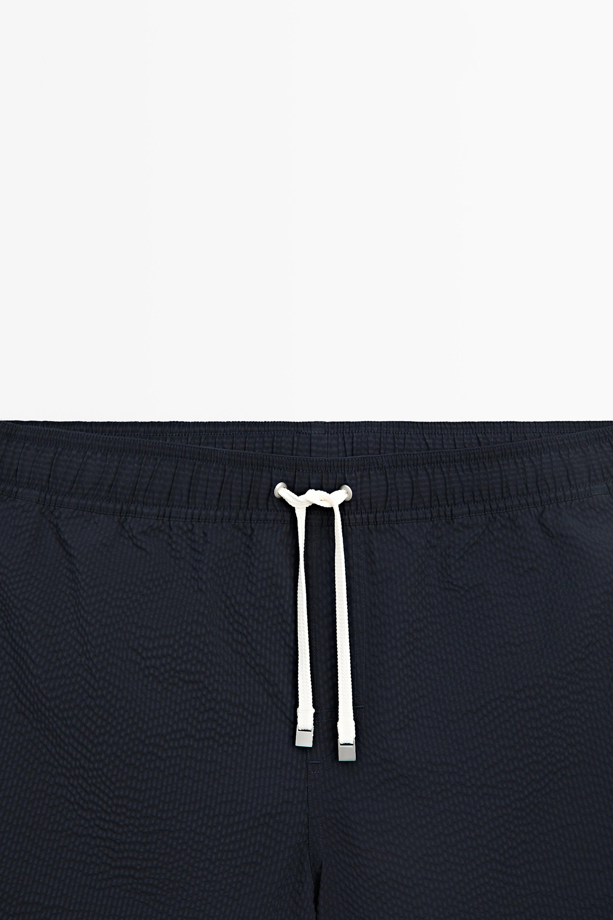 Plain textured swimsuit — NAVY BLUE