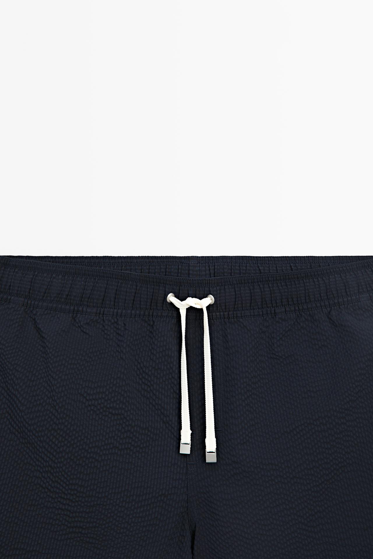 Plain textured swimsuit — NAVY BLUE
